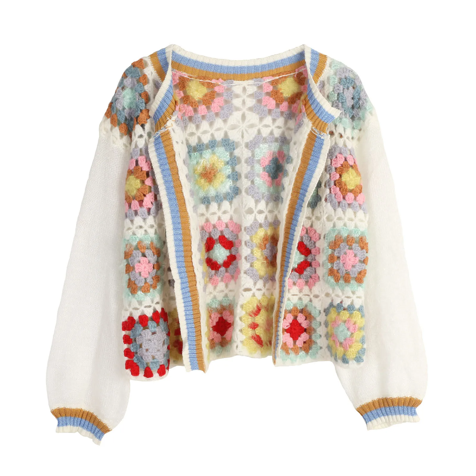 Бабушка квадратный узор крючком вязаный кардиган с цветными блоками в стиле бохо полые квадраты белый женский свитер с длинными рукавами в стиле ретро кардиган пальто
Бабушка квадратный узор крючком вязаный кардиган с цветными блоками в стиле бохо полые квадраты белый женский свитер с длинными рукавами в стиле ретро кардиган пальто