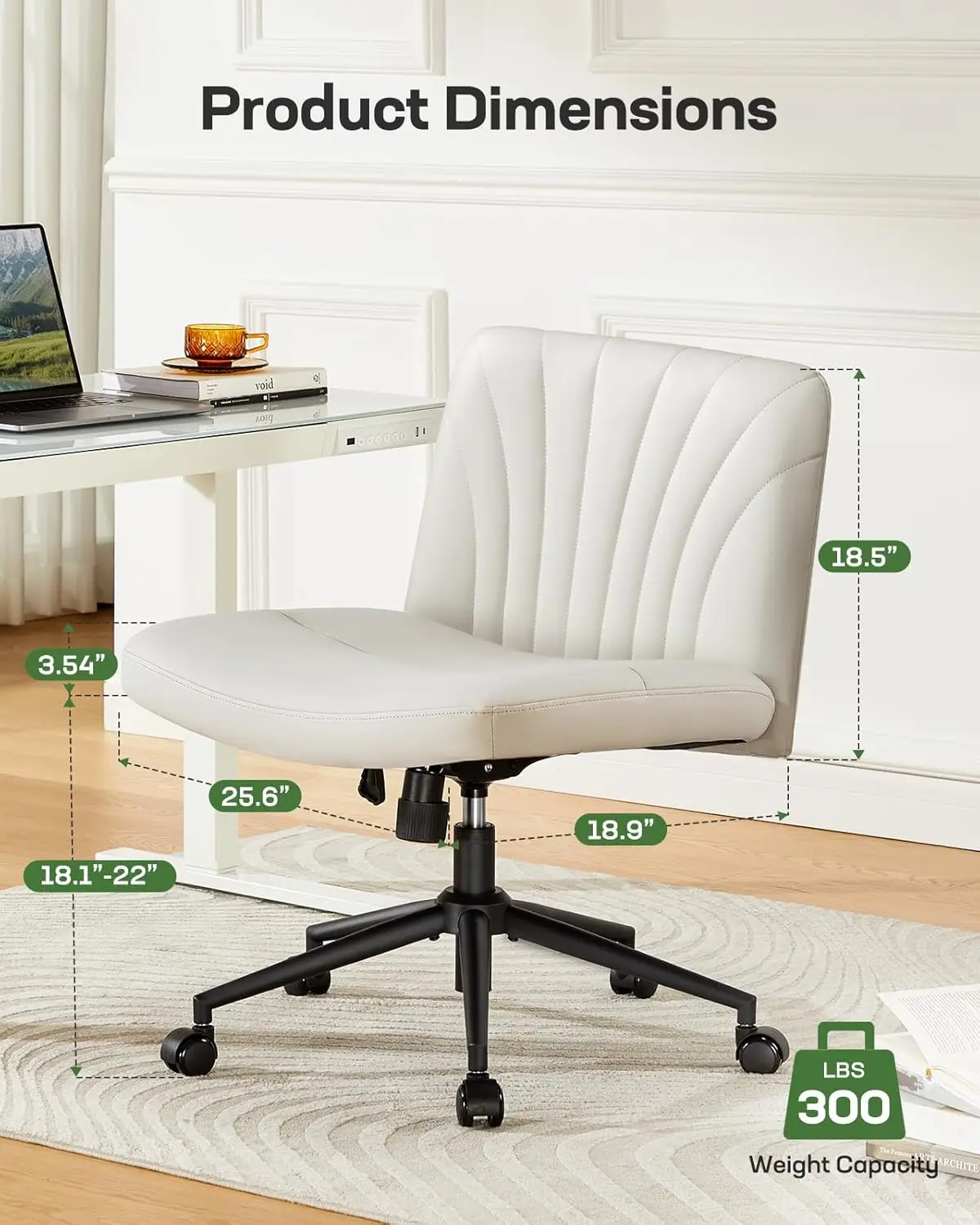 Criss Cross Chair with Wheels:PU Leather Cross Legged Office Chair Wide Armless Desk Swivel Height Adjustable Vanity
Criss Cross Chair with Wheels:PU Leather Cross Legged Office Chair Wide Armless Desk Swivel Height Adjustable Vanity