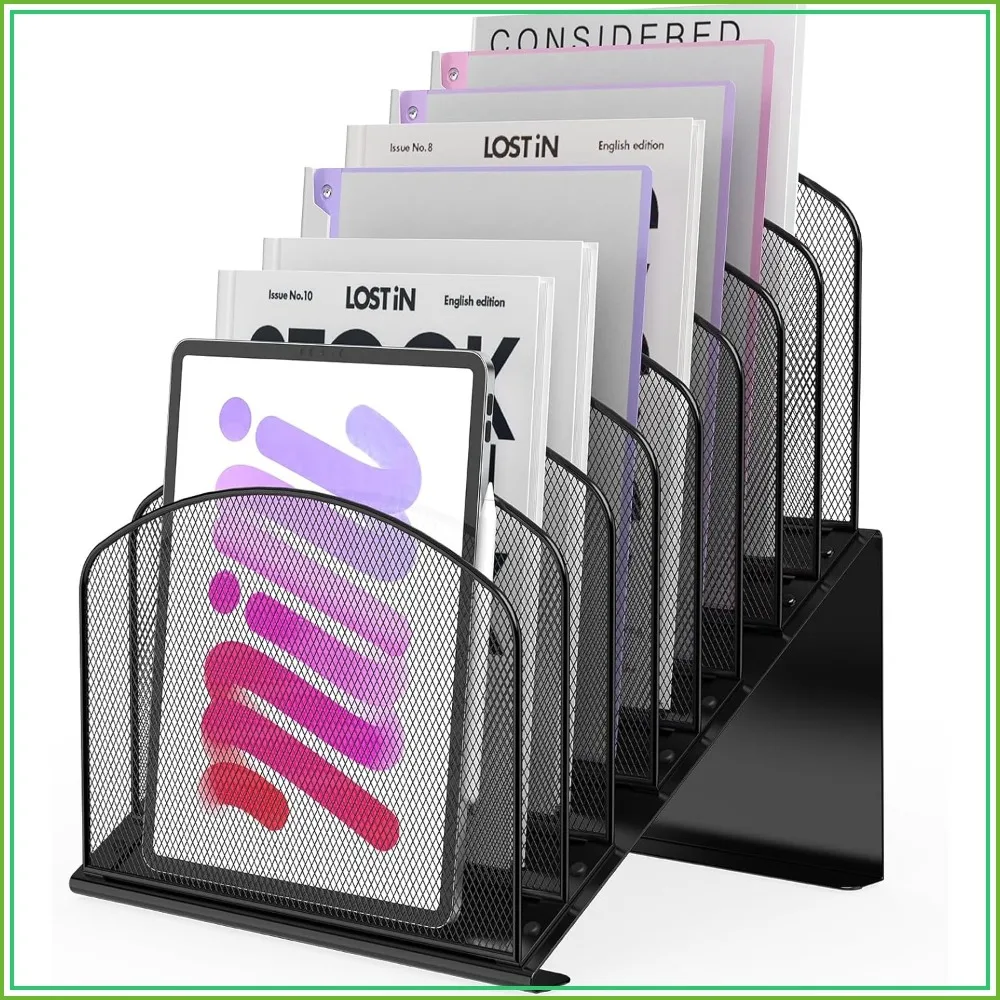 8-Section Vertical Inclined Desk File Organizer Metal Magazine Folder Holder for Office Home School Black
8-Section Vertical Inclined Desk File Organizer Metal Magazine Folder Holder for Office Home School Black