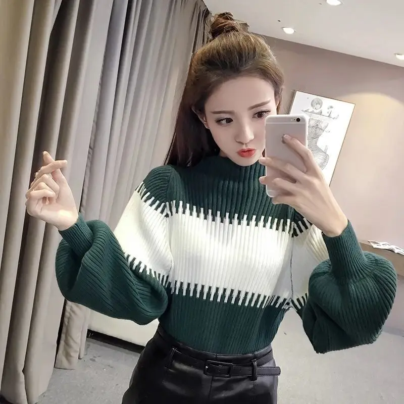 Color Blocking Spliced Pullover Sweater for Women Autumn Winter Half High Neck Streetweaer Knitted Top Fashion Women Clothing
Color Blocking Spliced Pullover Sweater for Women Autumn Winter Half High Neck Streetweaer Knitted Top Fashion Women Clothing