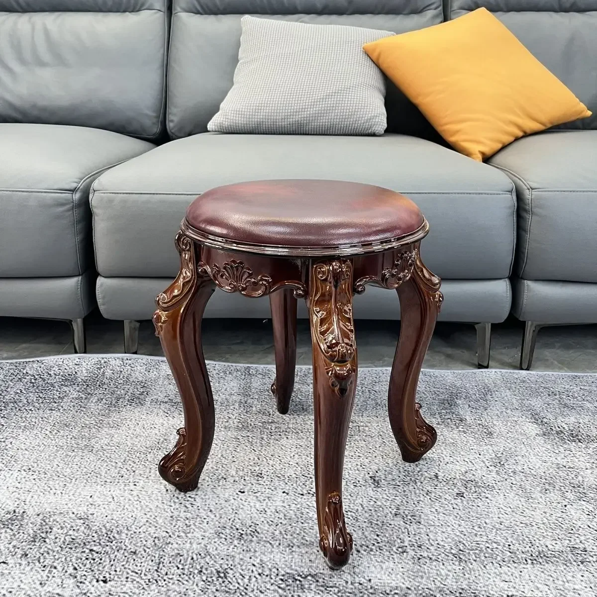European Walnut Color Vintage Durable Home Stool High Stools Makeup Dressing Ottomans Living Room Dining Table Stool Furniture
European Walnut Color Vintage Durable Home Stool High Stools Makeup Dressing Ottomans Living Room Dining Table Stool Furniture
