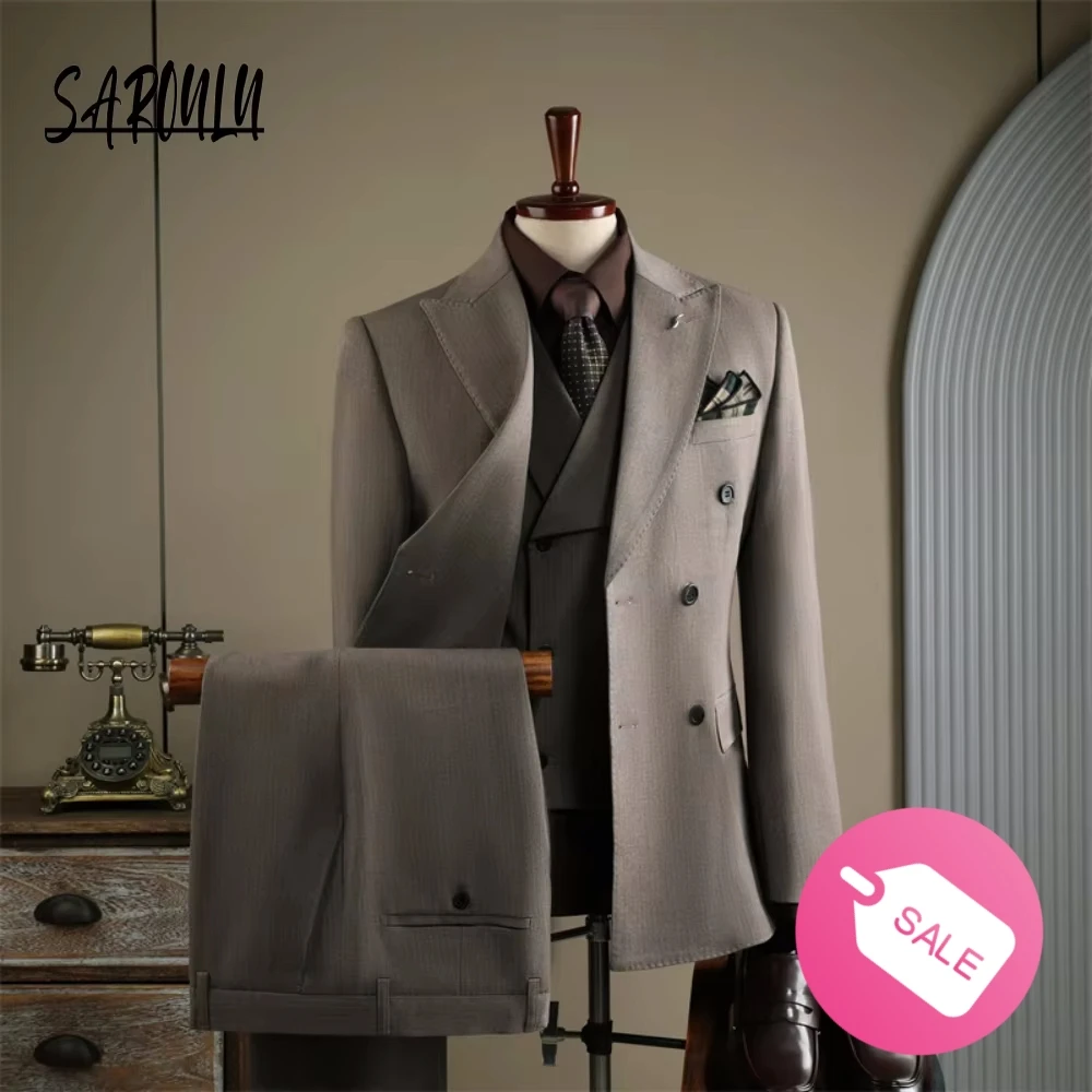 Charming Striped Double Breasted Men's Suit Elegant Peak Lapel Hot Sale 3-pieces Set Formal Tuxedo Fast Shipping Groom Wear
Charming Striped Double Breasted Men's Suit Elegant Peak Lapel Hot Sale 3-pieces Set Formal Tuxedo Fast Shipping Groom Wear