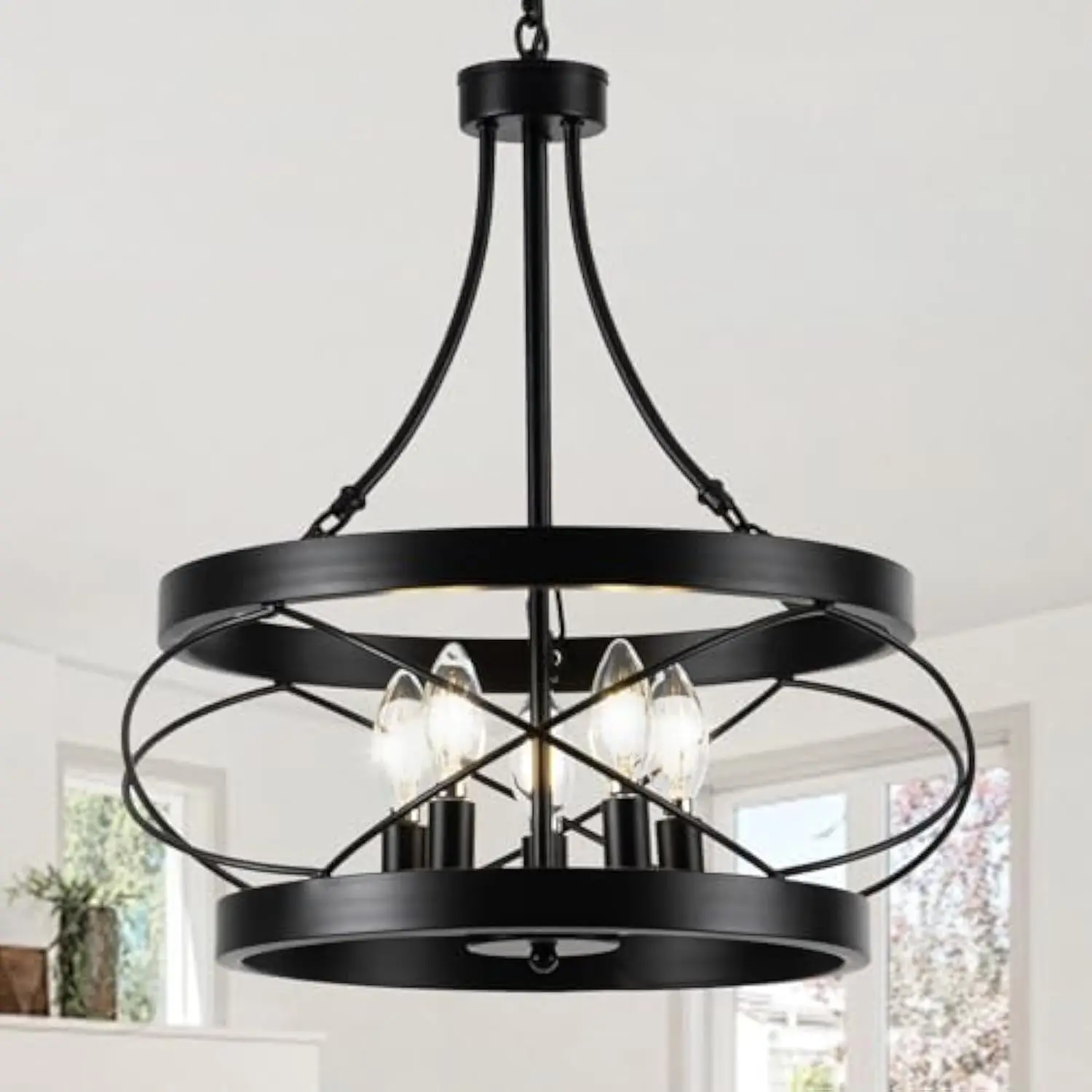 5-Light Farmhouse Chandelier, 17.72" Rustic Drum Dining Room Light Fixture, Black Chandeliers Hanging Pendant Lighting, Industr
5-Light Farmhouse Chandelier, 17.72" Rustic Drum Dining Room Light Fixture, Black Chandeliers Hanging Pendant Lighting, Industr