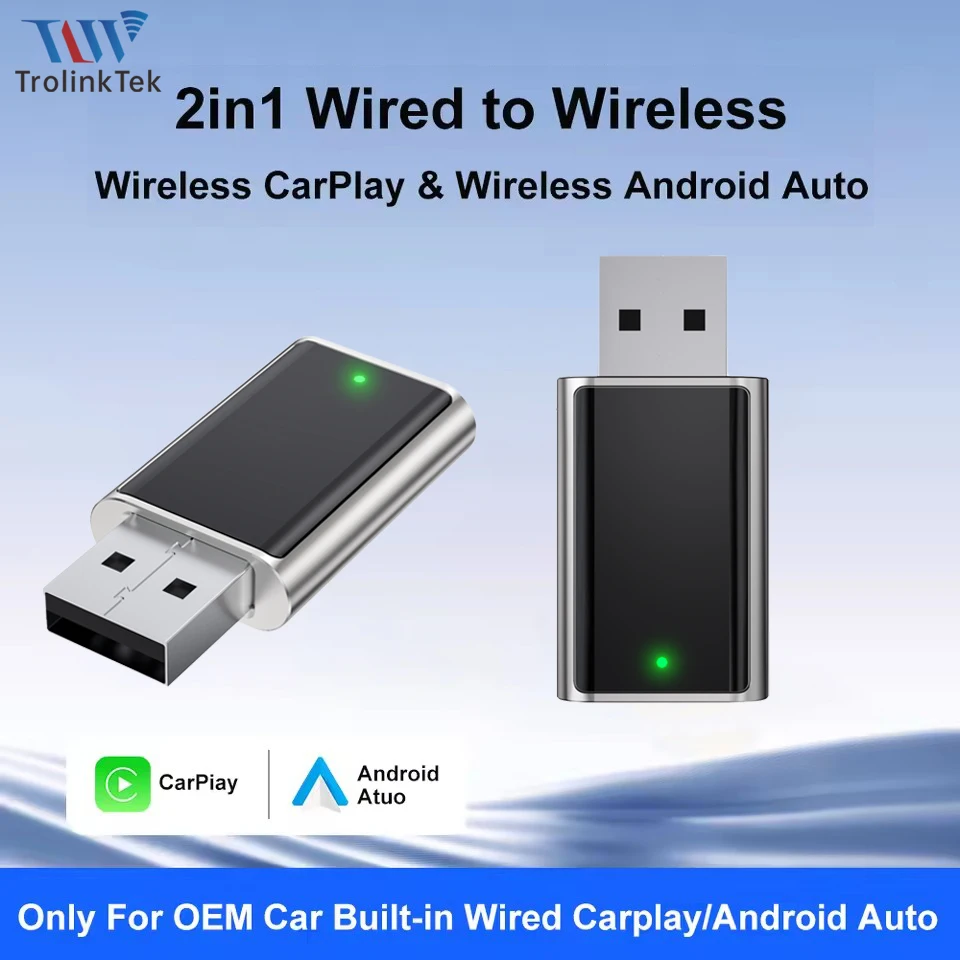 2in1 Wireless CarPlay Adapter Android Auto Dongle Fast Connect USB Dongle Smart Mini Box Plug Play For Car With Wired CarPlay
2in1 Wireless CarPlay Adapter Android Auto Dongle Fast Connect USB Dongle Smart Mini Box Plug Play For Car With Wired CarPlay