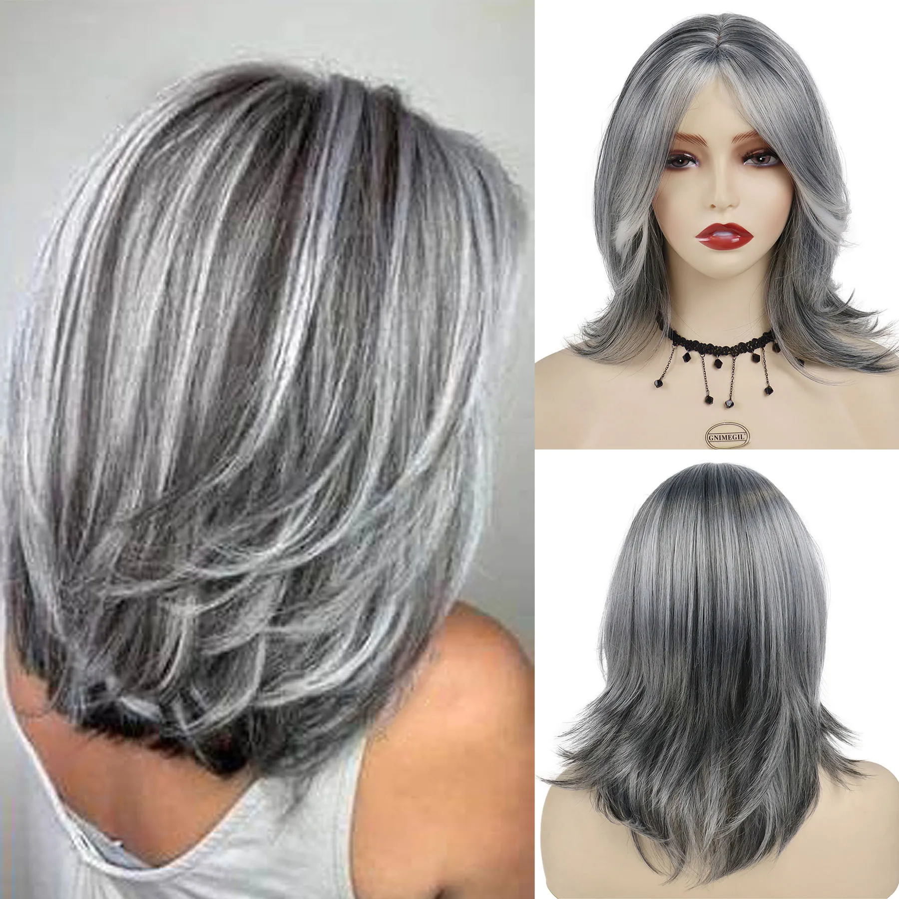 Silver Fox Synthetic Wigs for Women Long Hair Old Lady Wig Layered Hair with Curtain Bangs Mix Grey Color Natural Wigs for Daily
Silver Fox Synthetic Wigs for Women Long Hair Old Lady Wig Layered Hair with Curtain Bangs Mix Grey Color Natural Wigs for Daily