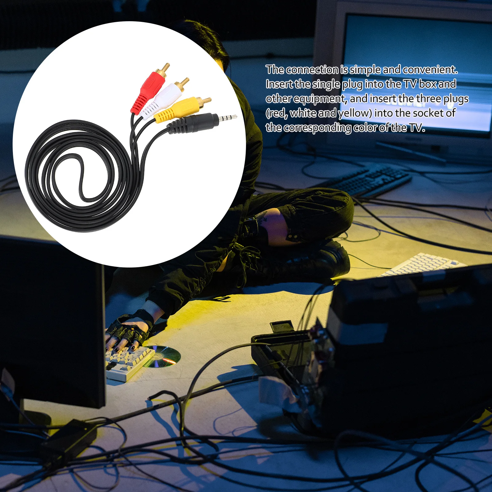 2Pcs 3.5mm to 3 Av Cable Stereo Audio Video Adapter Cord High Quality Durable PVC Material for Amplifier
2Pcs 3.5mm to 3 Av Cable Stereo Audio Video Adapter Cord High Quality Durable PVC Material for Amplifier