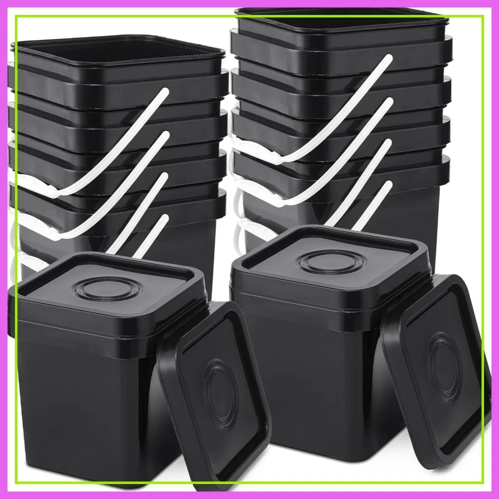 10 Pack 1 Gallon Square Plastic Buckets with Lids - 4.5L Food Grade Pails with Handle for Storage, Oil, Water, Paint, Cleaning
10 Pack 1 Gallon Square Plastic Buckets with Lids - 4.5L Food Grade Pails with Handle for Storage, Oil, Water, Paint, Cleaning