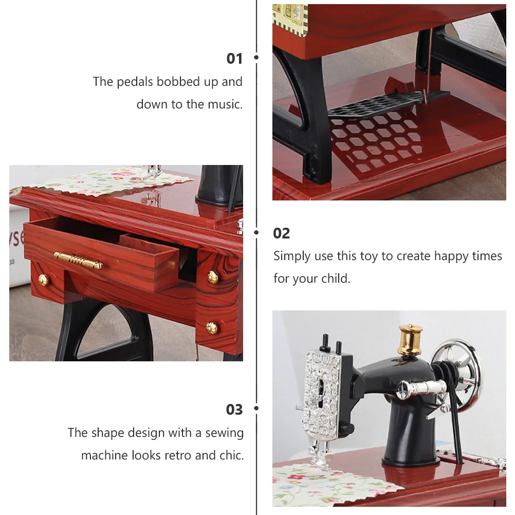 Retro Music Box Decoration Treadle Sewing Machine Clockwork Musical Box Desktop Ornament Gift for Birthday Children's Day Home
Retro Music Box Decoration Treadle Sewing Machine Clockwork Musical Box Desktop Ornament Gift for Birthday Children's Day Home