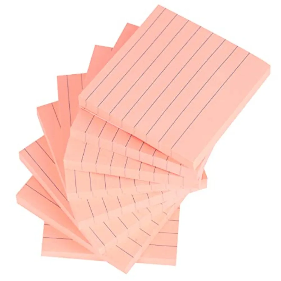 Lined Sticky Notes 3x3 Inch, Ruled Self-Stick Pads, Easy to Post for Home, Office, Notebook, 8 Pads/Pack
Lined Sticky Notes 3x3 Inch, Ruled Self-Stick Pads, Easy to Post for Home, Office, Notebook, 8 Pads/Pack