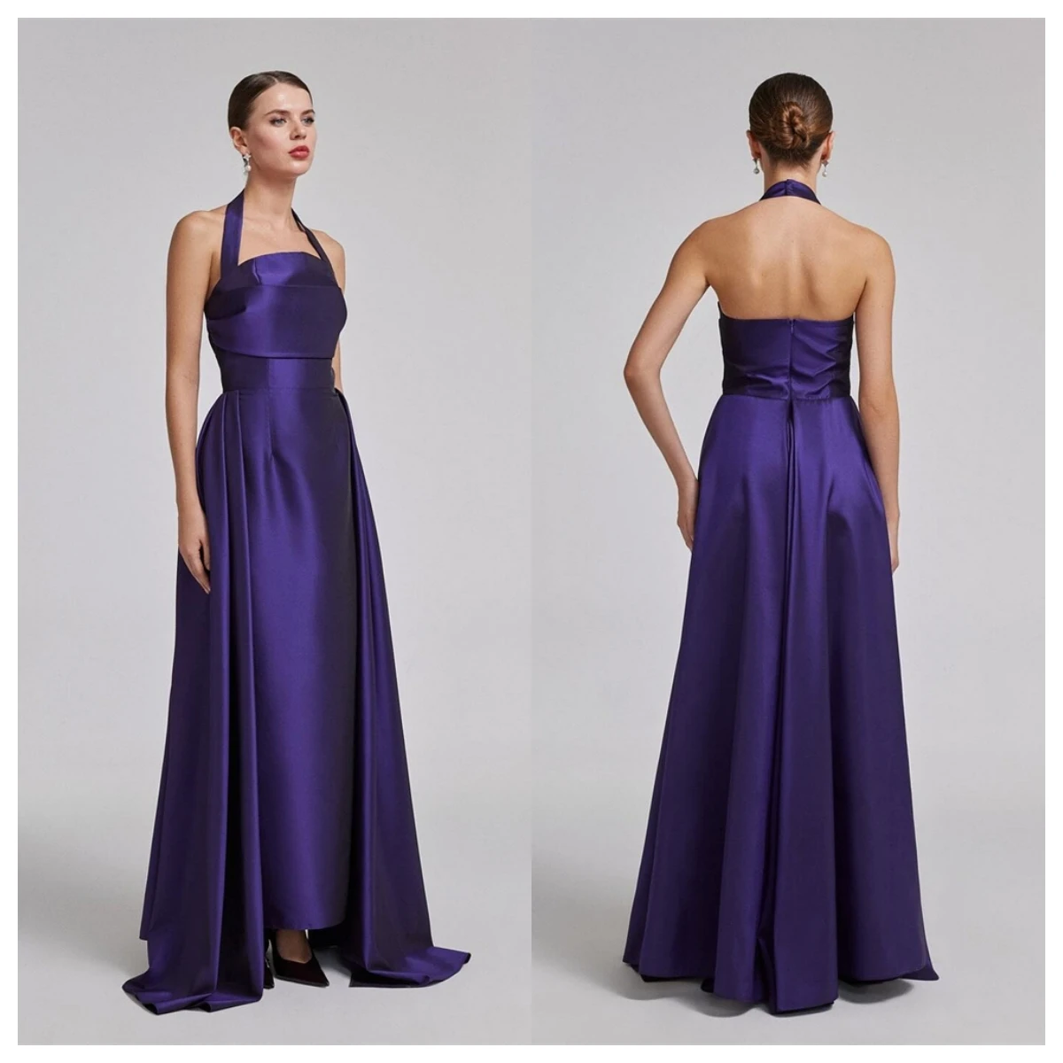 Customized Fashion Purple Satin Evening Dress Halter Sleeveless Homecoming Dress Vestido De Festa Zipper Back Temperam
Customized Fashion Purple Satin Evening Dress Halter Sleeveless Homecoming Dress Vestido De Festa Zipper Back Temperam
