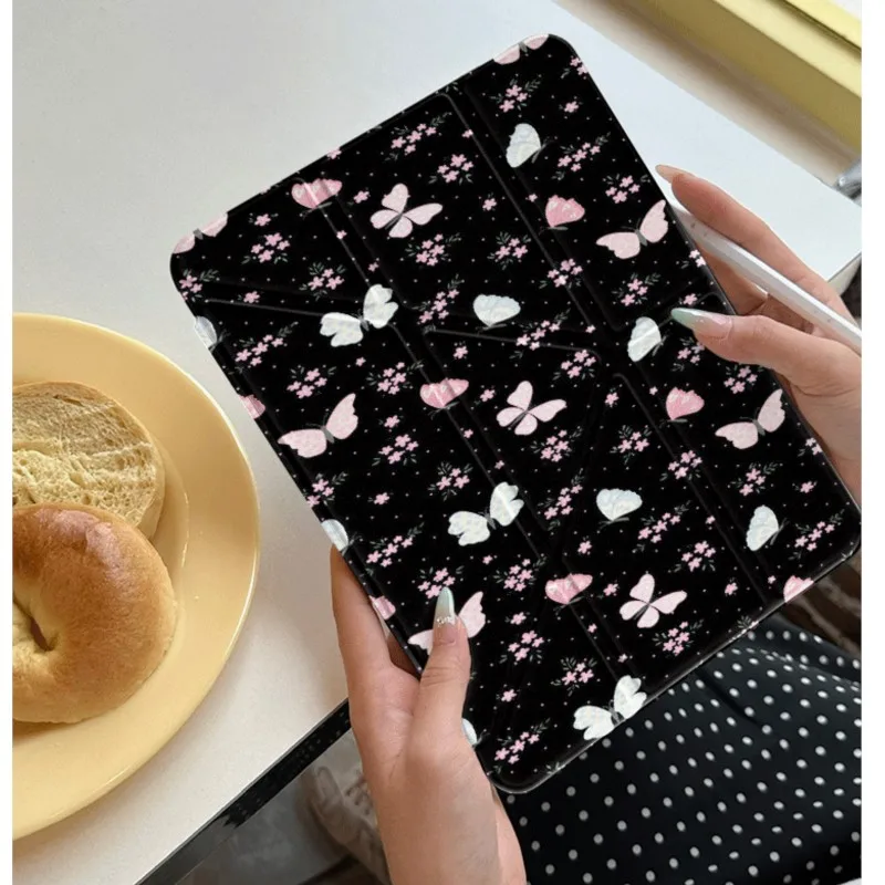 INS Style Butterfly Tablet Case Black Pink Floral Trifold Stand for Huawei MatePad Pro 10.8in SE 11in 11.5S Air 11.5inch Cover
INS Style Butterfly Tablet Case Black Pink Floral Trifold Stand for Huawei MatePad Pro 10.8in SE 11in 11.5S Air 11.5inch Cover
