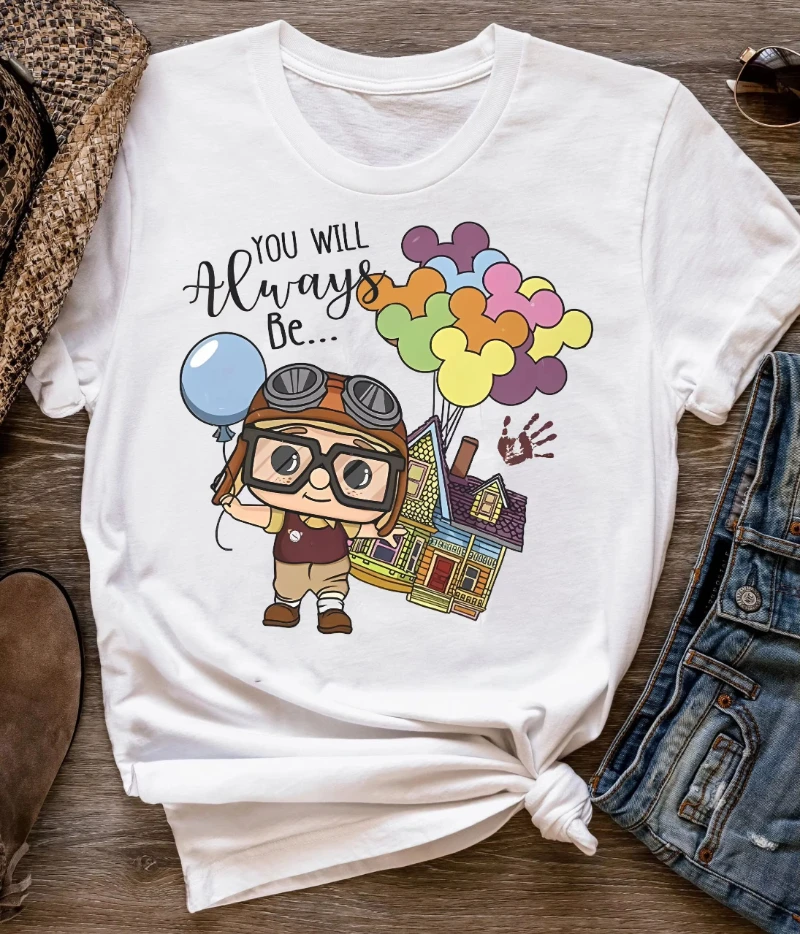 Fun Disney Pixar "Up" Movie T-shirts Cute Carl Ellie Couple T-shirts "You'll Always Be My Best Adventure" Up Balloon T-shirts
Fun Disney Pixar "Up" Movie T-shirts Cute Carl Ellie Couple T-shirts "You'll Always Be My Best Adventure" Up Balloon T-shirts