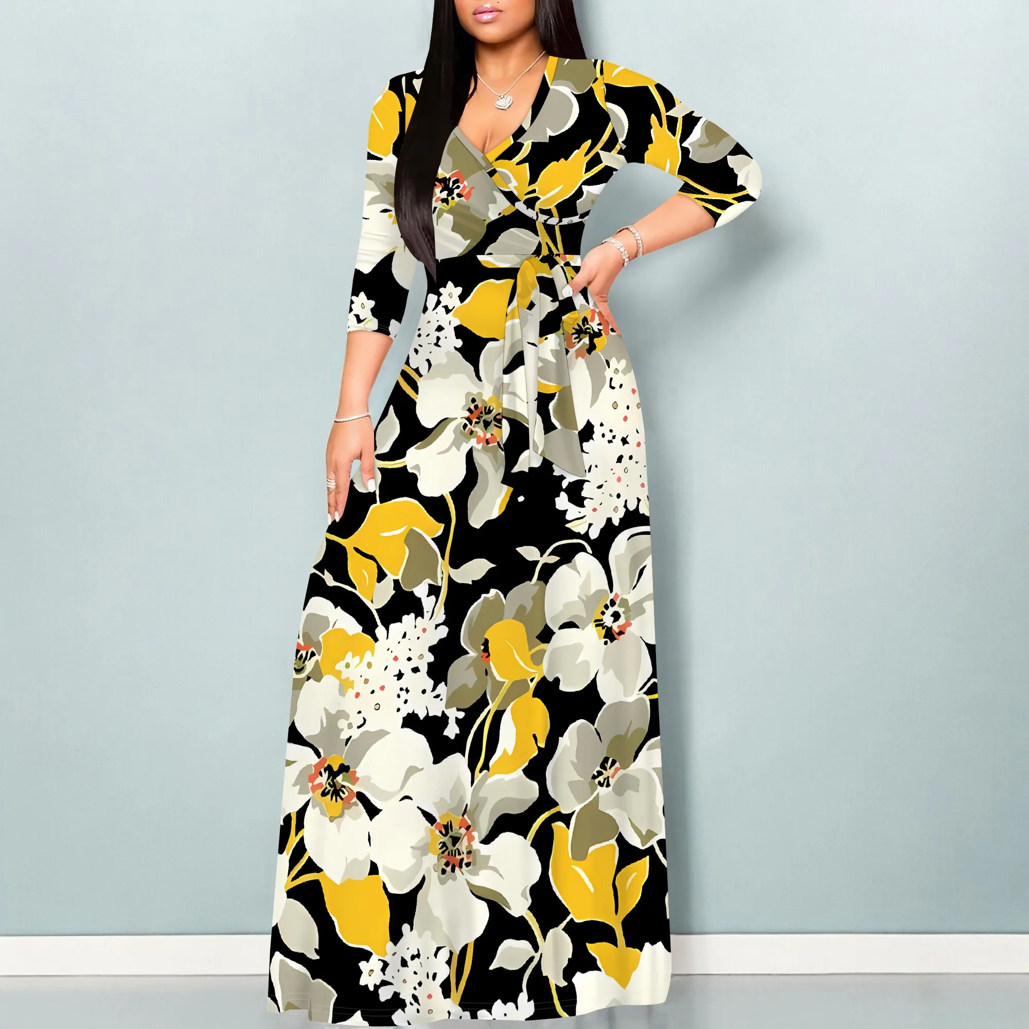 Women's Grey Polka Dot V-Neck Dress with Belt Polyester Midi Beach Summer Playful
Women's Grey Polka Dot V-Neck Dress with Belt Polyester Midi Beach Summer Playful