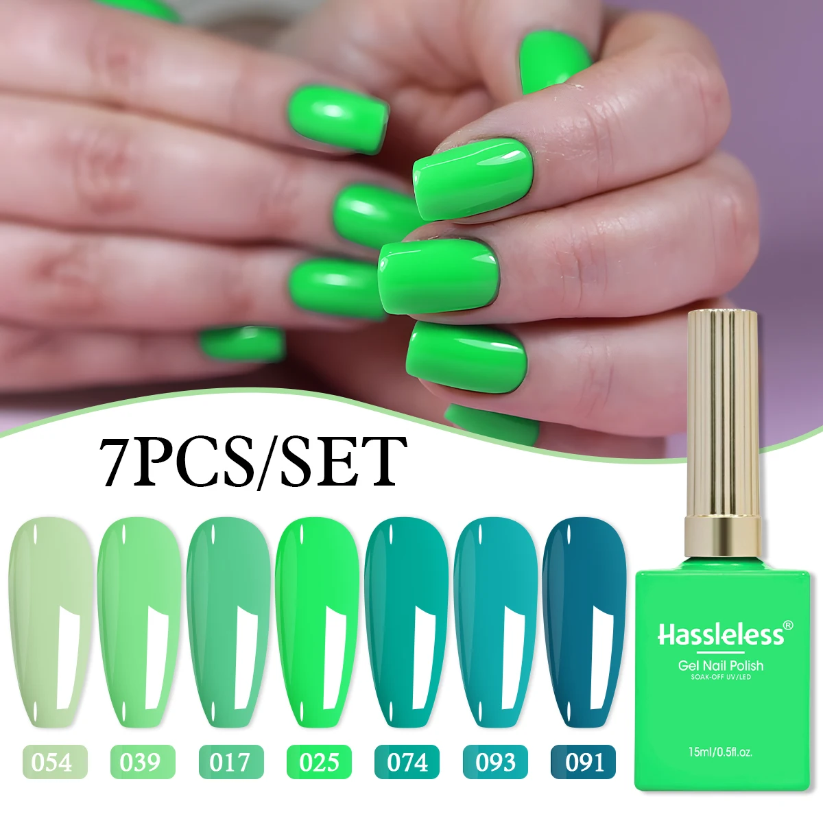 This 7-piece Hassleless Gel Nail Polish Set contains 15ml bottles and features professional salon-quality nail and pedicure colo
This 7-piece Hassleless Gel Nail Polish Set contains 15ml bottles and features professional salon-quality nail and pedicure colo