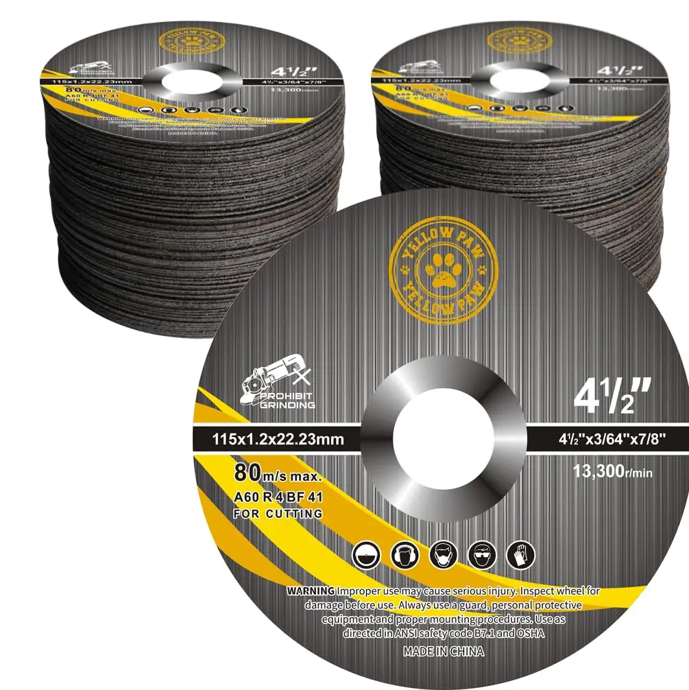 4-1/2" Metal Cut Off Wheels, 200 Pack for Cutting Metal, Stainless Steel, Wood & Plastic - Ultra Thin 0.45" Thickness
4-1/2" Metal Cut Off Wheels, 200 Pack for Cutting Metal, Stainless Steel, Wood & Plastic - Ultra Thin 0.45" Thickness