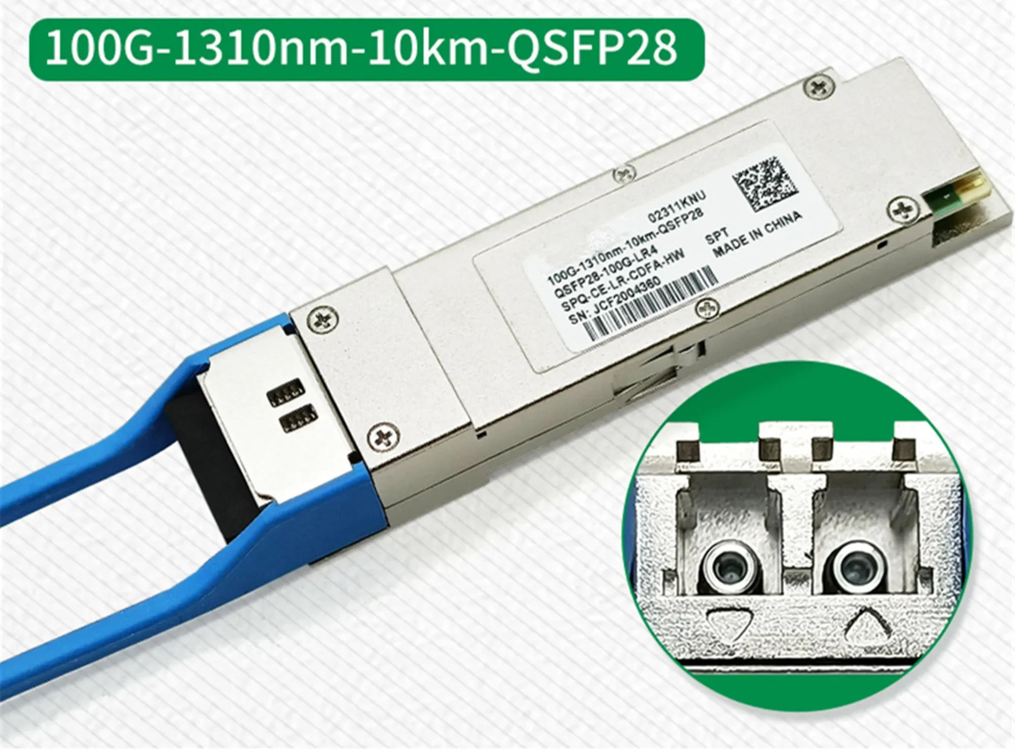 Module QSFP28 100GB Fiber Transceiver/02311KNU QSFP28-100G-LR4 100G-1310nm-10km-QSFP28 Double LC Interface
Module QSFP28 100GB Fiber Transceiver/02311KNU QSFP28-100G-LR4 100G-1310nm-10km-QSFP28 Double LC Interface