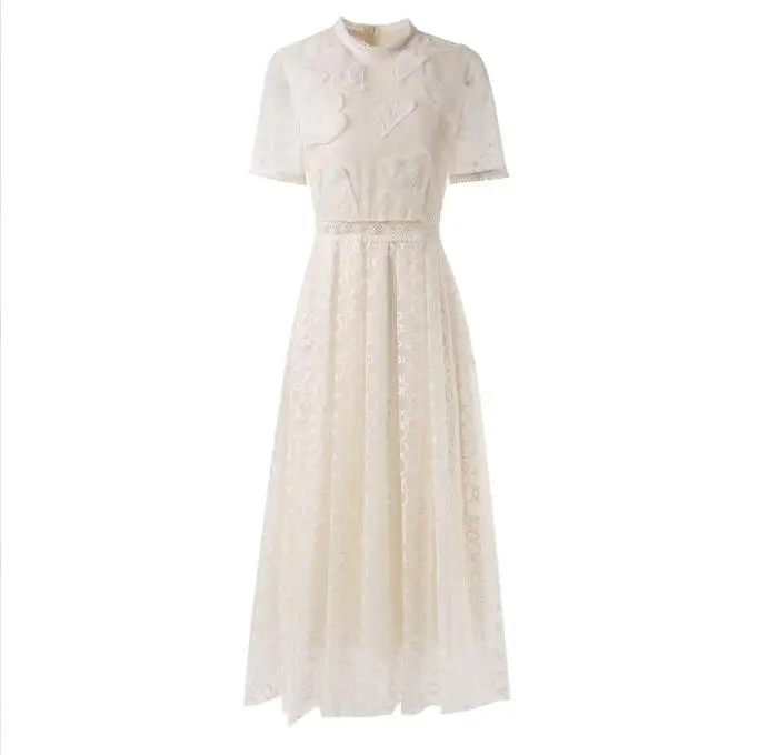 European and American women's clothes 2023 summer new Stand collar Short sleeve fashion Mesh Embroidery Pleated Dress XXL
European and American women's clothes 2023 summer new Stand collar Short sleeve fashion Mesh Embroidery Pleated Dress XXL