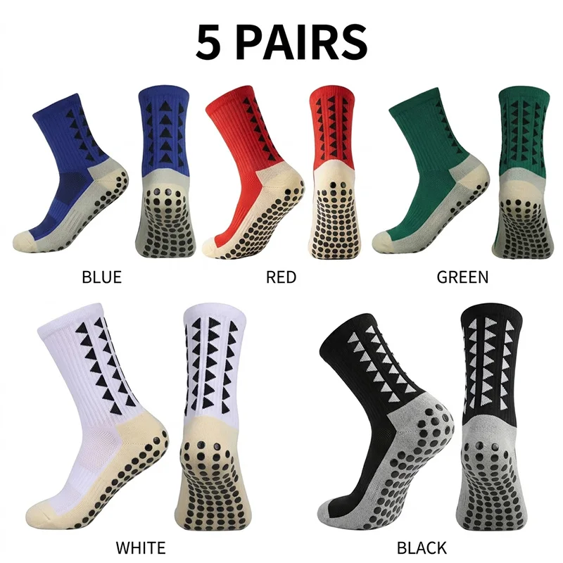 5 Pairs Mid-Calf Anti Slip Soccer Grip Socks for Men, Non-Slip Rubber Dots Breathable Knit Athletic Socks, Cushioned Mid Calf Sport Socks for Football, Workout, Running, Training, Outdoor Sports
5 Pairs Mid-Calf Anti Slip Soccer Grip Socks for Men, Non-Slip Rubber Dots Breathable Knit Athletic Socks, Cushioned Mid Calf Sport Socks for Football, Workout, Running, Training, Outdoor Sports