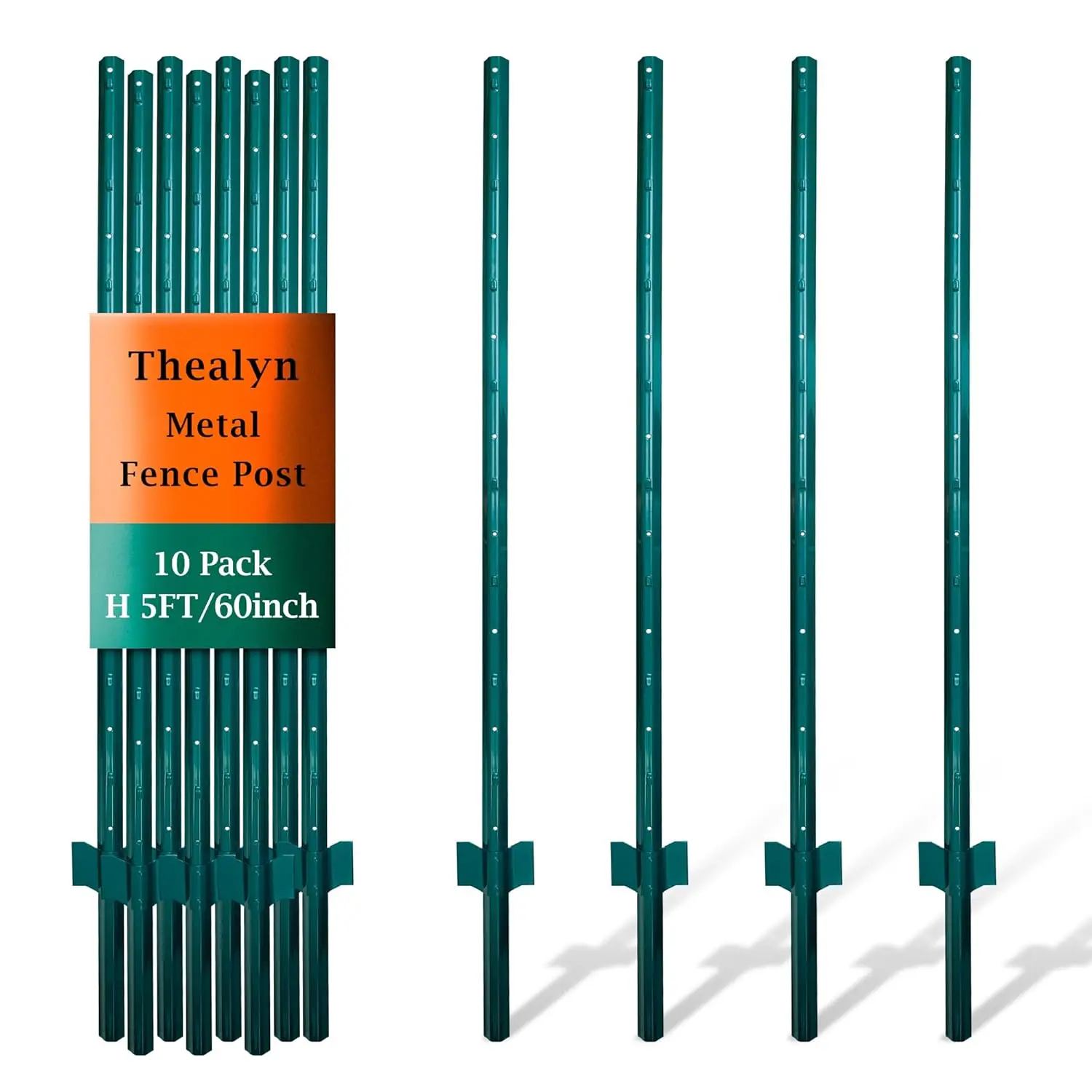 4.8ft Metal Fence Posts Pack of 10, Sturdy U-Posts & Step-in Stakes for Garden Wire Fencing and Yard Signs, No Digging Needed
4.8ft Metal Fence Posts Pack of 10, Sturdy U-Posts & Step-in Stakes for Garden Wire Fencing and Yard Signs, No Digging Needed