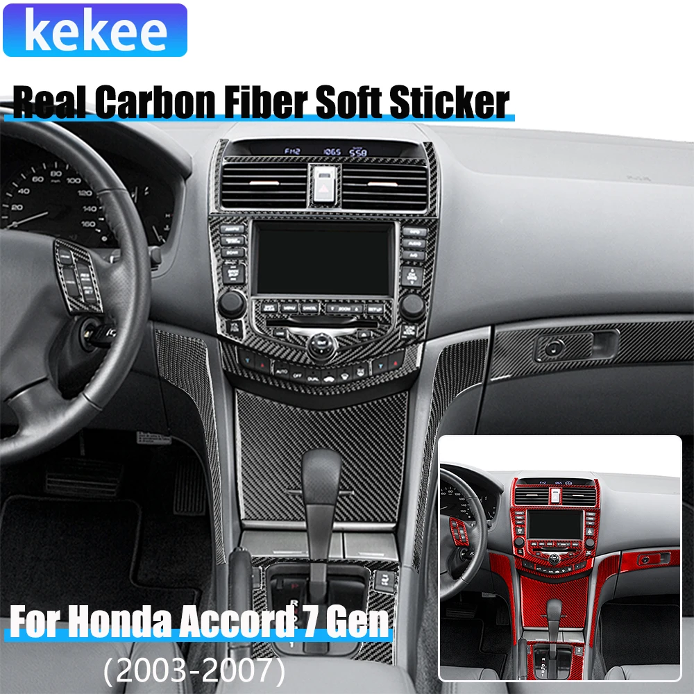 Настоящие автомобильные аксессуары из углеродного волокна, набор приборной панели переключения передач, мягкая наклейка для Honda Accord 7-го поколения 2003, 2004, 2005, 2006, 2007 
Настоящие автомобильные аксессуары из углеродного волокна, набор приборной панели переключения передач, мягкая наклейка для Honda Accord 7-го поколения 2003, 2004, 2005, 2006, 2007