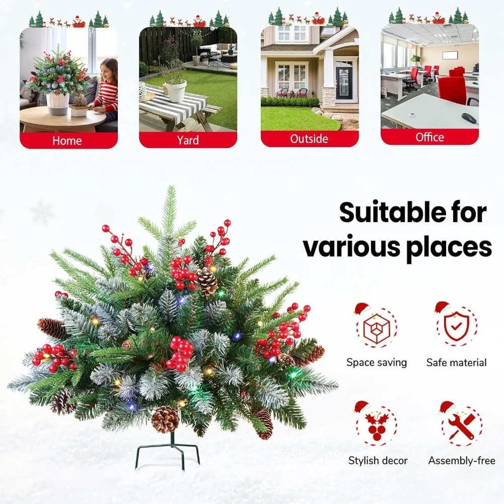 54CM Lighted Artificial Christmas Bushes With LED, Battery Operated Porch Urn Filler For Festive Outdoor Decoration Green Ground
54CM Lighted Artificial Christmas Bushes With LED, Battery Operated Porch Urn Filler For Festive Outdoor Decoration Green Ground