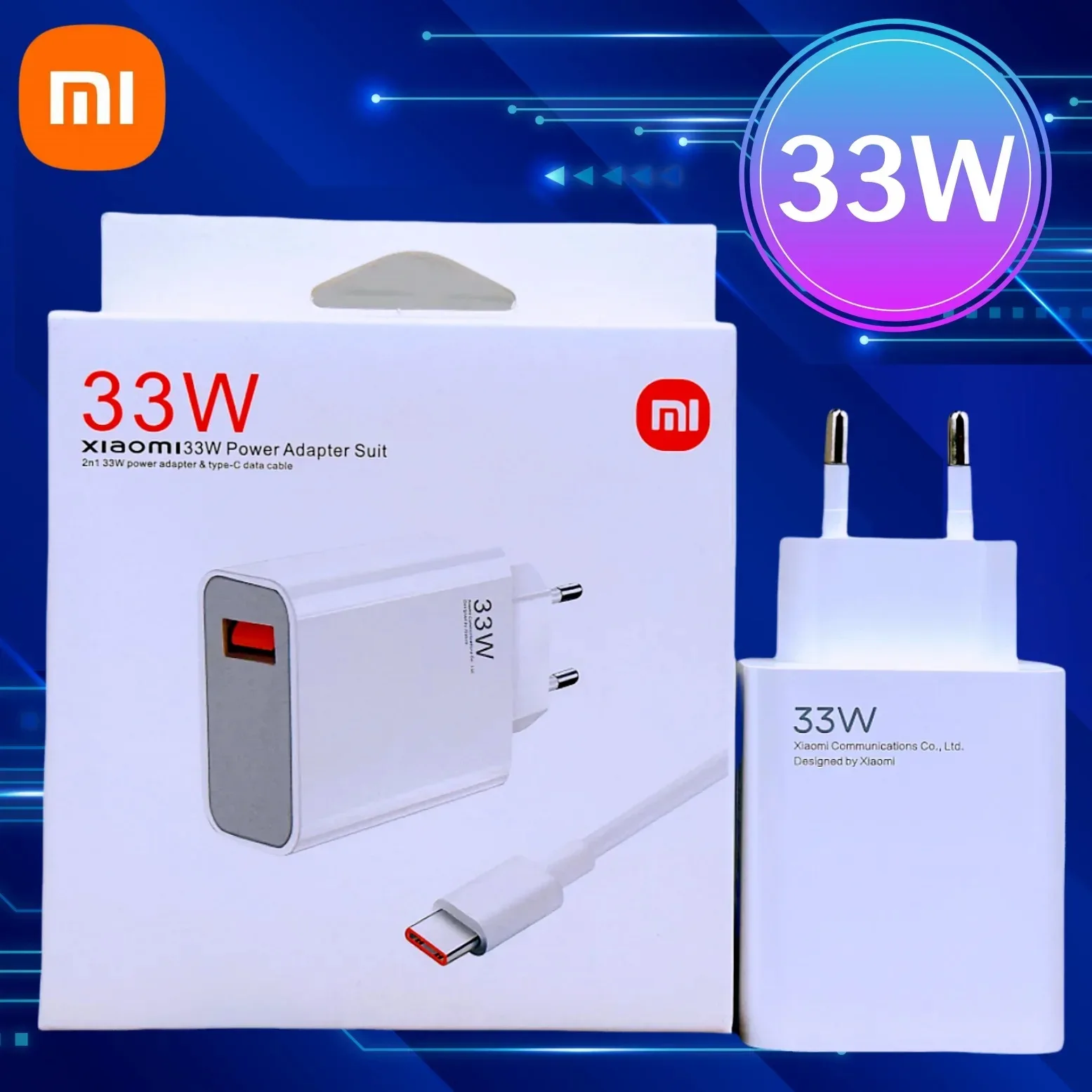 Original 33W Xiaomi Charger Turbo Fast Charge EU Plug Adapter with USB Type C Cable For Poco X5 X4 M5S X3 Pro Redmi Note
Original 33W Xiaomi Charger Turbo Fast Charge EU Plug Adapter with USB Type C Cable For Poco X5 X4 M5S X3 Pro Redmi Note