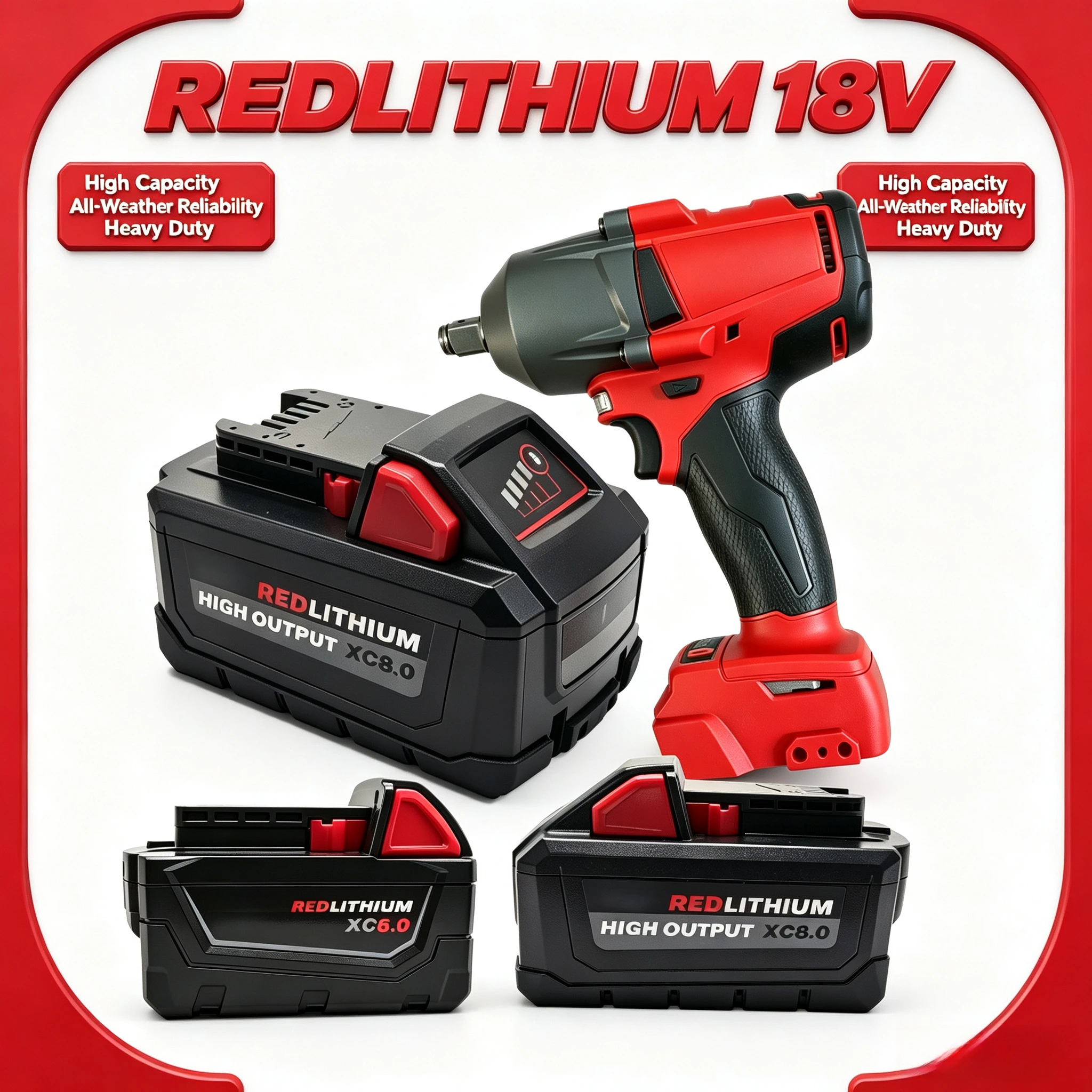 For Milwaukee M18 XC6.0 Battery 18V 6.0Ah REDLITHIUM Plug and Play Fits Original Charger Lithium Ion Pack for M18 Power Tool
For Milwaukee M18 XC6.0 Battery 18V 6.0Ah REDLITHIUM Plug and Play Fits Original Charger Lithium Ion Pack for M18 Power Tool