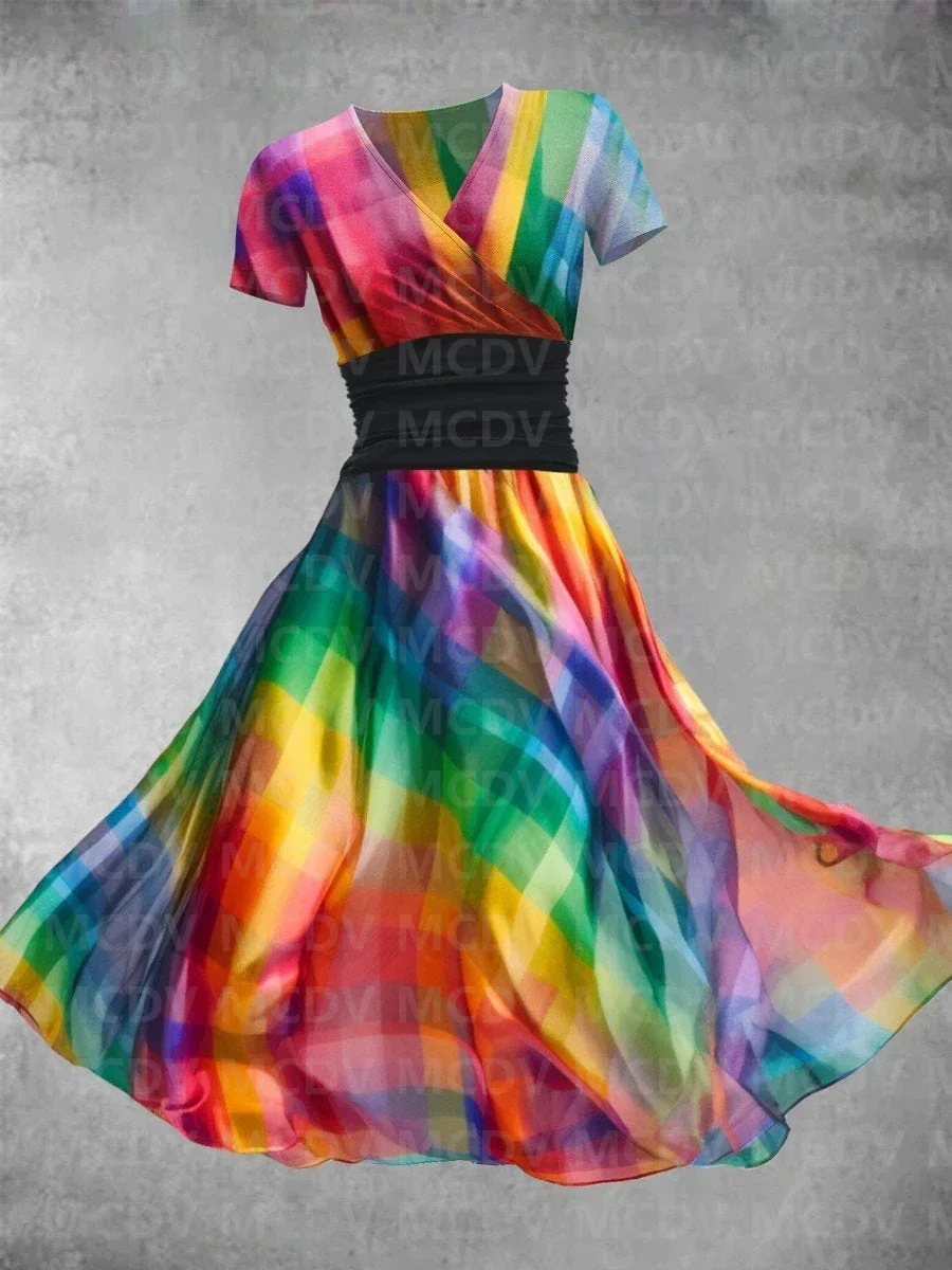 Women's Rainbow Collage Art Maxi Dress 3D Printed Sexy V-neck Dress Female Dresses
Women's Rainbow Collage Art Maxi Dress 3D Printed Sexy V-neck Dress Female Dresses