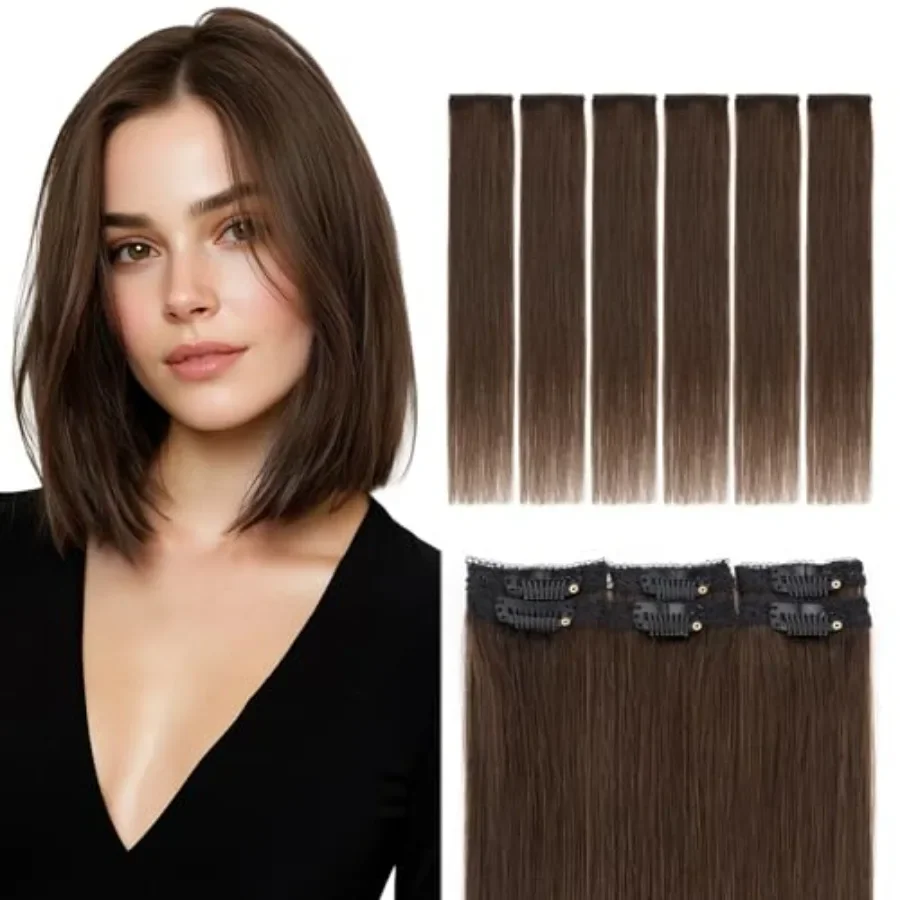 Short Clip in Hair Extensions Real Human Hair 6PCS Lace Weft Remy Hairpieces for Women Adding Volume 10 Inch Dark Brown
Short Clip in Hair Extensions Real Human Hair 6PCS Lace Weft Remy Hairpieces for Women Adding Volume 10 Inch Dark Brown