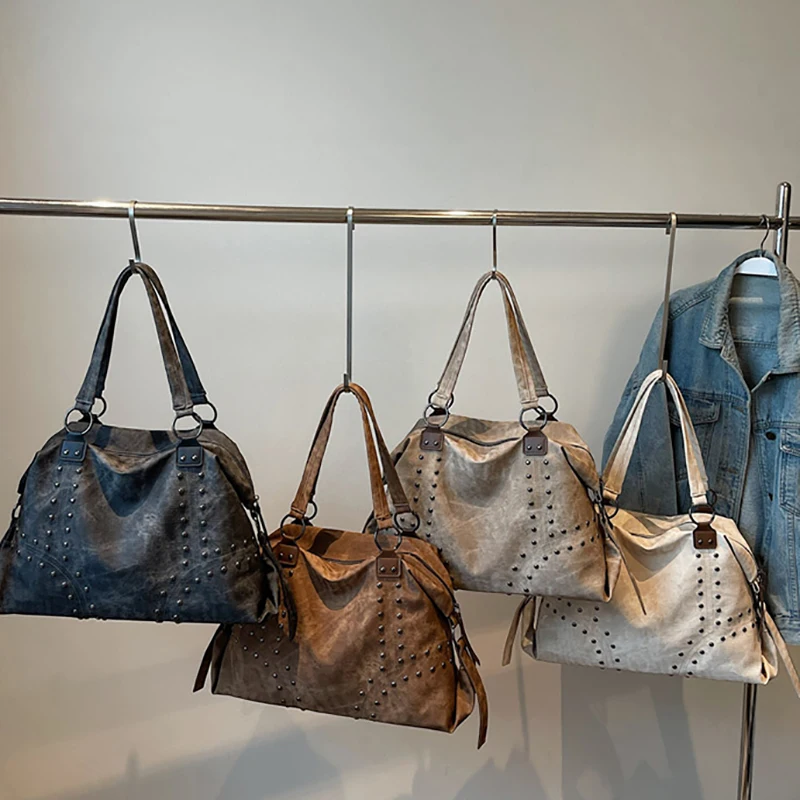 Autumn Women's Rivet Tote Bag Fashion Large Capacity Travel Shoulder Bags American Casual Vintage Luxury Design Handbags
Autumn Women's Rivet Tote Bag Fashion Large Capacity Travel Shoulder Bags American Casual Vintage Luxury Design Handbags