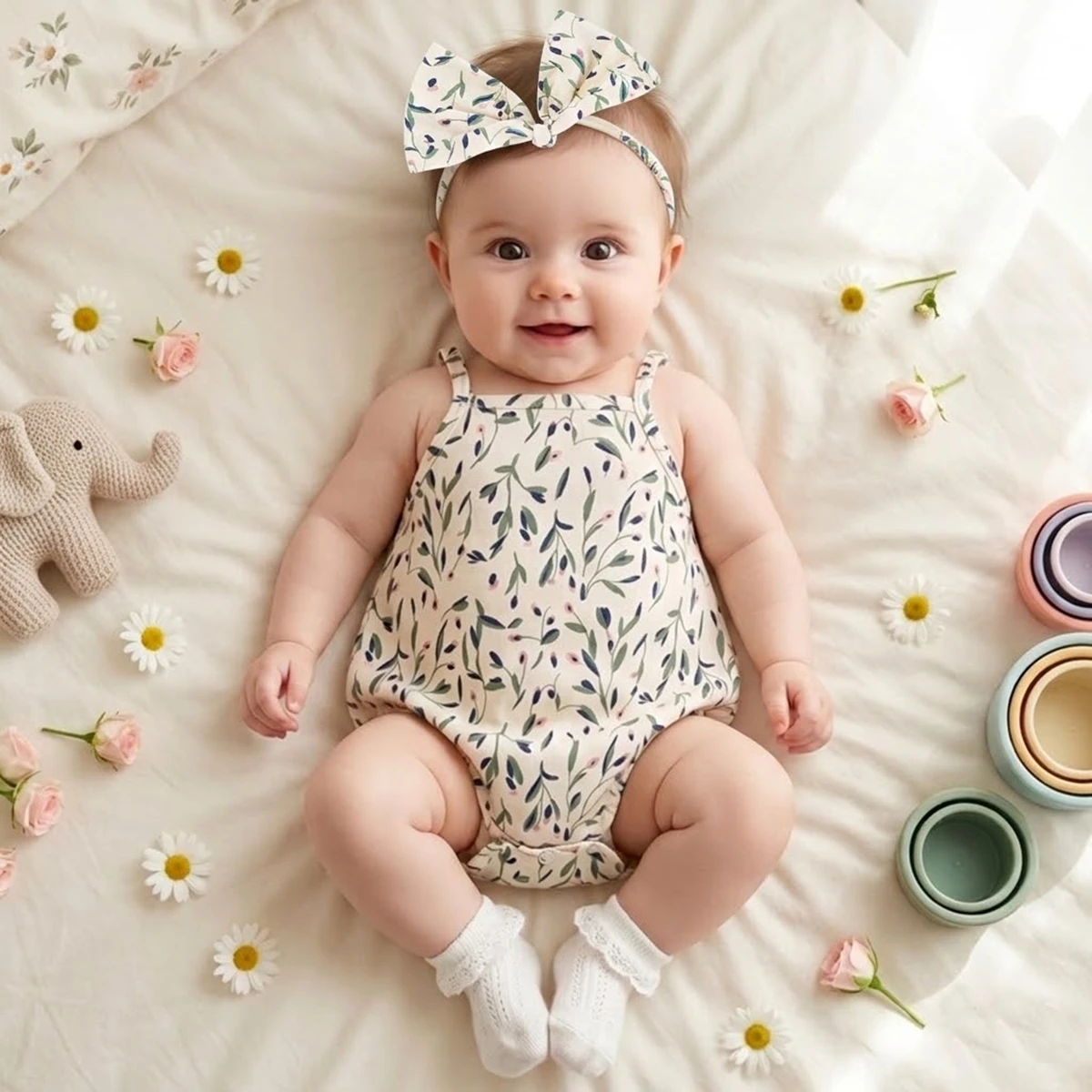Summer Cute Baby Girls Bodysuits Infants Printing Clothing Onesies with Headband Floral
Summer Cute Baby Girls Bodysuits Infants Printing Clothing Onesies with Headband Floral