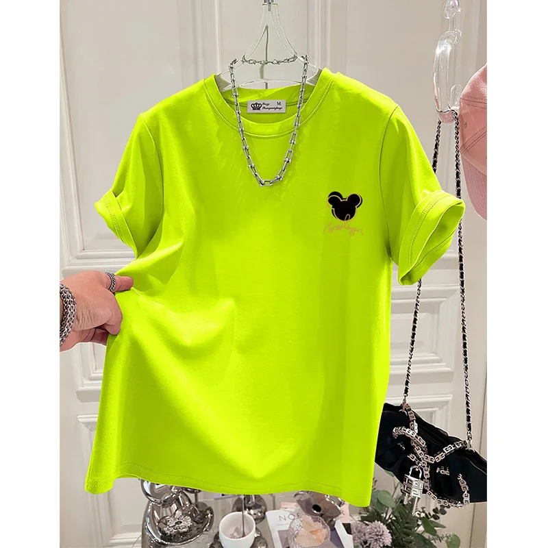 Women Clothing O-neck Cartoon Printed T-shirt Summer Basic Mid-length Pure Cotton Tops Korean Fashion Sweet Cute Pullovers
Women Clothing O-neck Cartoon Printed T-shirt Summer Basic Mid-length Pure Cotton Tops Korean Fashion Sweet Cute Pullovers