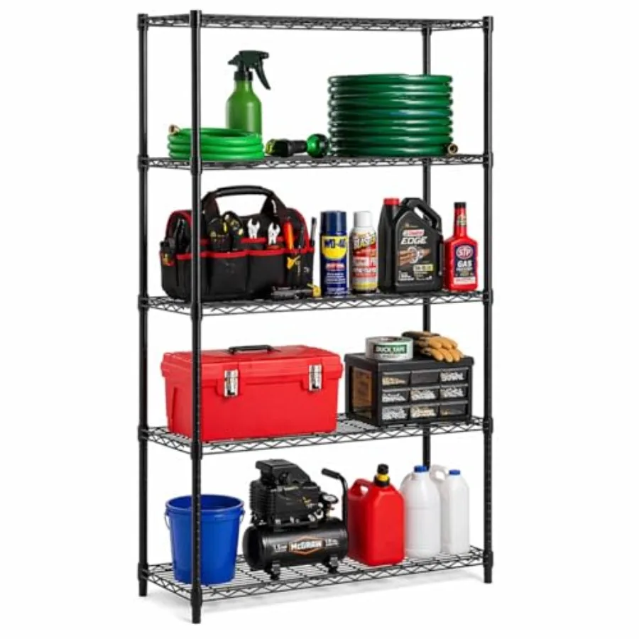 5-Tier Heavy-Duty Adjustable Shelves, Metal Storage Rack with 200-lb Shelf Capacity, Black, 14" W x 36" L x 72" H
5-Tier Heavy-Duty Adjustable Shelves, Metal Storage Rack with 200-lb Shelf Capacity, Black, 14" W x 36" L x 72" H
