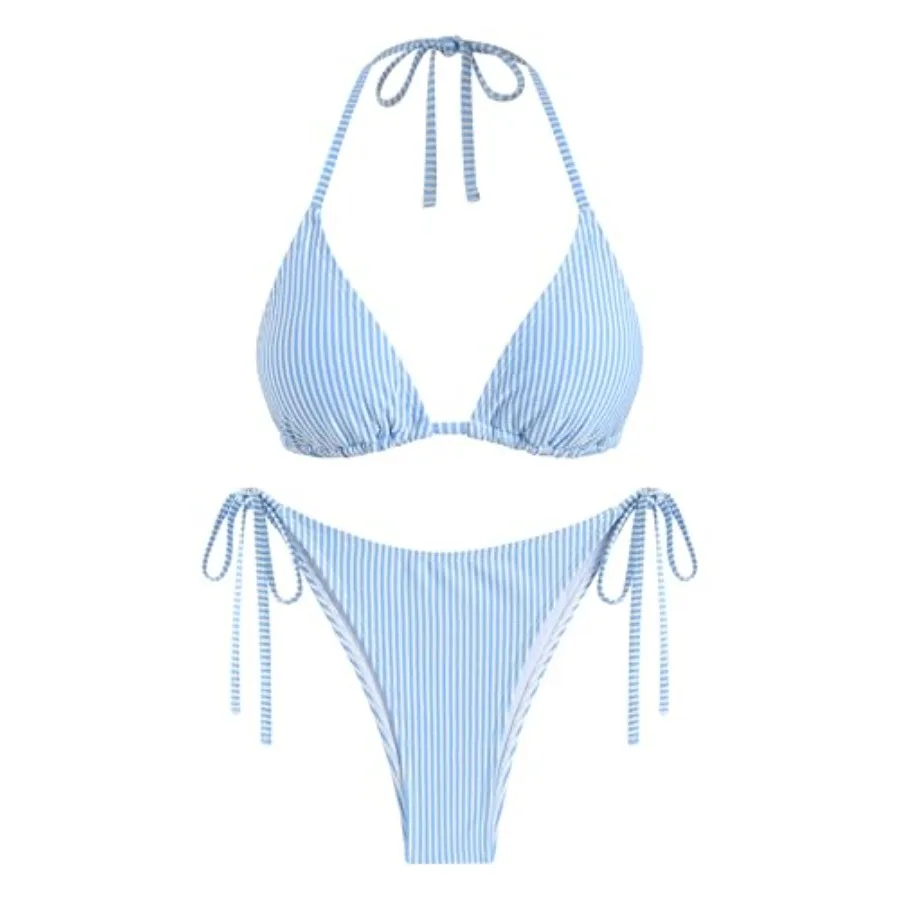 ZAFUL Textured Halter Bikini for Women 2 Pcs Triangle Bikini Sets Sexy High Cut Bathing Suit Side Tie Swimsuits
ZAFUL Textured Halter Bikini for Women 2 Pcs Triangle Bikini Sets Sexy High Cut Bathing Suit Side Tie Swimsuits