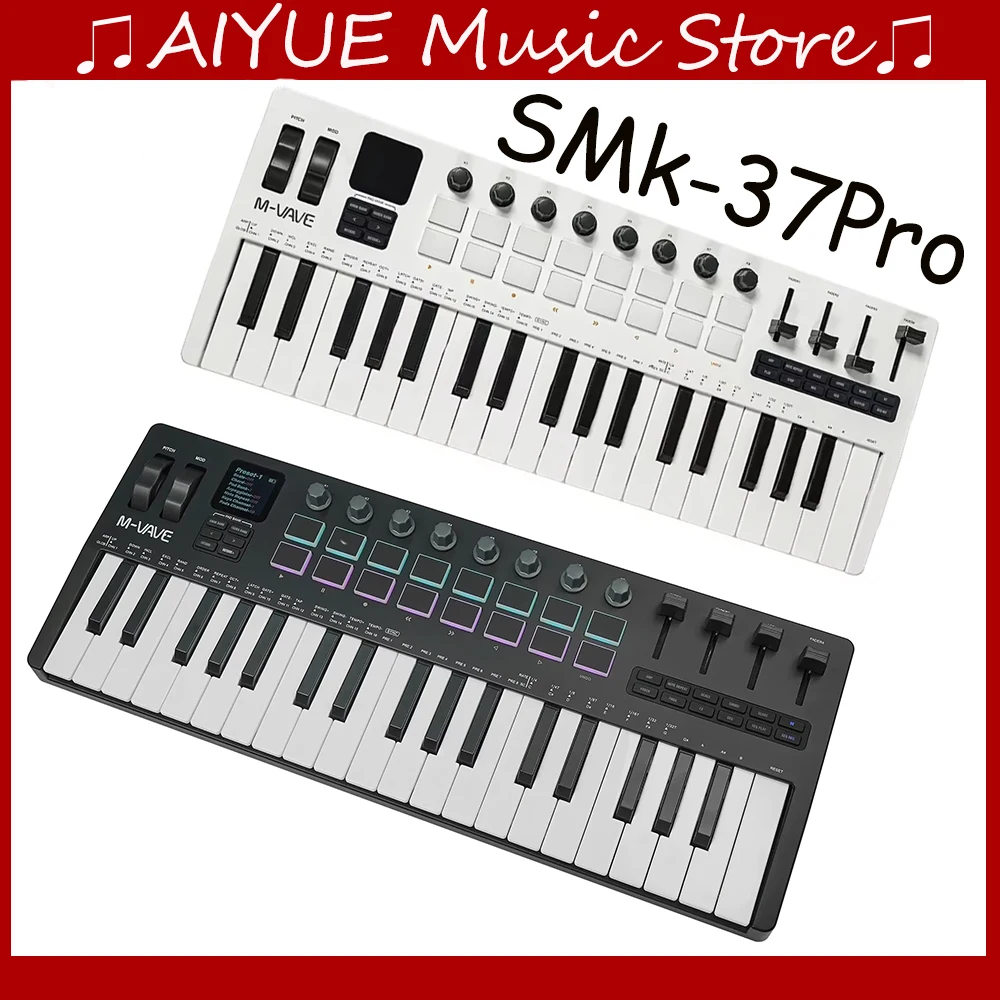M-VAVE SMK-37 PRO Клавиатура 37-клавишный MIDI-контроллер со встроенным синтетическим двигателем, 8 кнопок + 4 16 RGB-подушками для WINDOWS MAC IOS Android
M-VAVE SMK-37 PRO Клавиатура 37-клавишный MIDI-контроллер со встроенным синтетическим двигателем, 8 кнопок + 4 16 RGB-подушками для WINDOWS MAC IOS Android 