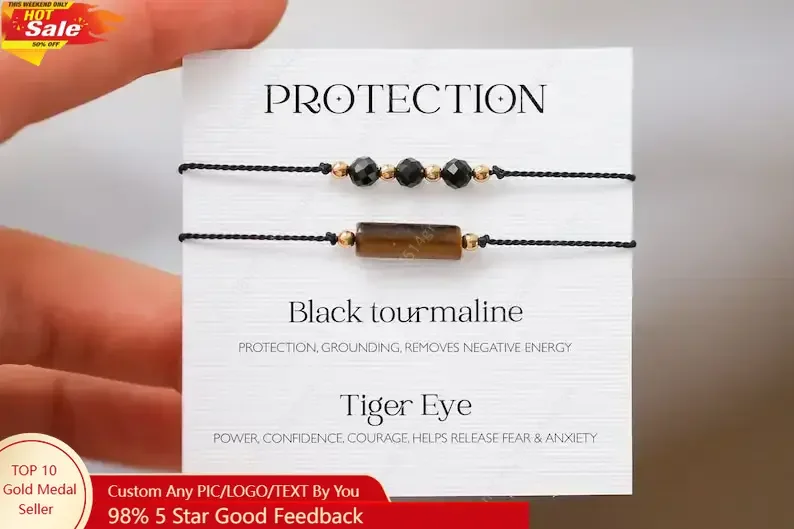 Protection Bracelet Set, Black Tourmaline and Tiger Eye Stone Fine Handmade Silk Bracelet, Energy Shield, Protection Amulet
Protection Bracelet Set, Black Tourmaline and Tiger Eye Stone Fine Handmade Silk Bracelet, Energy Shield, Protection Amulet