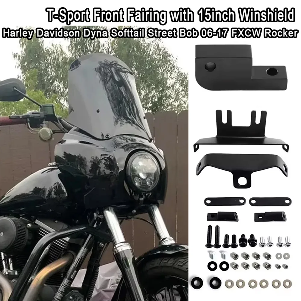 Motorcycle T-Sport Front Fairing with 15 inch Windshield for Dyna Super Glide FXD Custom FXDC Low Rider S FXDLS FXDC 2006-2017
Motorcycle T-Sport Front Fairing with 15 inch Windshield for Dyna Super Glide FXD Custom FXDC Low Rider S FXDLS FXDC 2006-2017