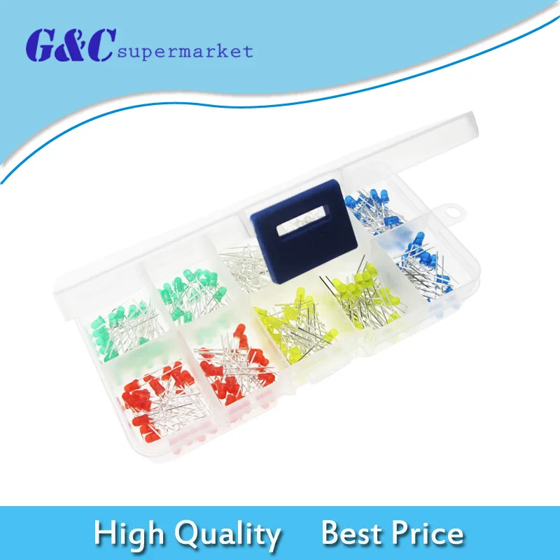 200Pcs 3mm LED Light Each 40PCS White/Yellow/Red/Blue/Green Assortment Kit diy electronics
200Pcs 3mm LED Light Each 40PCS White/Yellow/Red/Blue/Green Assortment Kit diy electronics