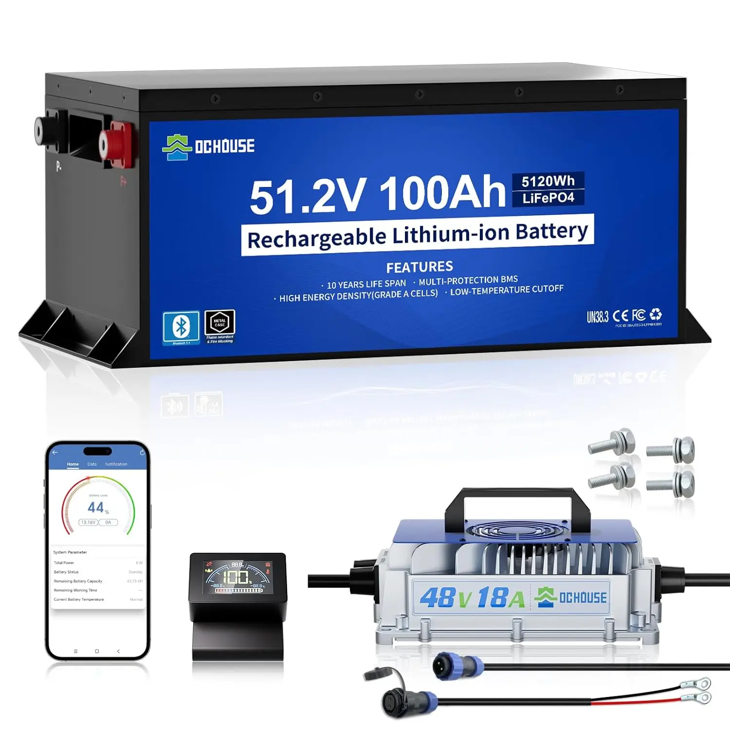 Metal Case 48V 100Ah Pro Lithium Golf Cart Battery, 200A BMS Lifepo4 Battery with 48V 18A Charger, Bluetooth Mobile APP, Custom
Metal Case 48V 100Ah Pro Lithium Golf Cart Battery, 200A BMS Lifepo4 Battery with 48V 18A Charger, Bluetooth Mobile APP, Custom