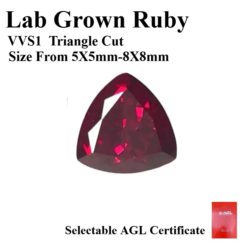 A-Hot Sales Lab Grown Ruby Triangle Cut Pigeon Blood Red Color DIY Charms Jewelry Making Main Materials Selectable AGL Certifica
A-Hot Sales Lab Grown Ruby Triangle Cut Pigeon Blood Red Color DIY Charms Jewelry Making Main Materials Selectable AGL Certifica