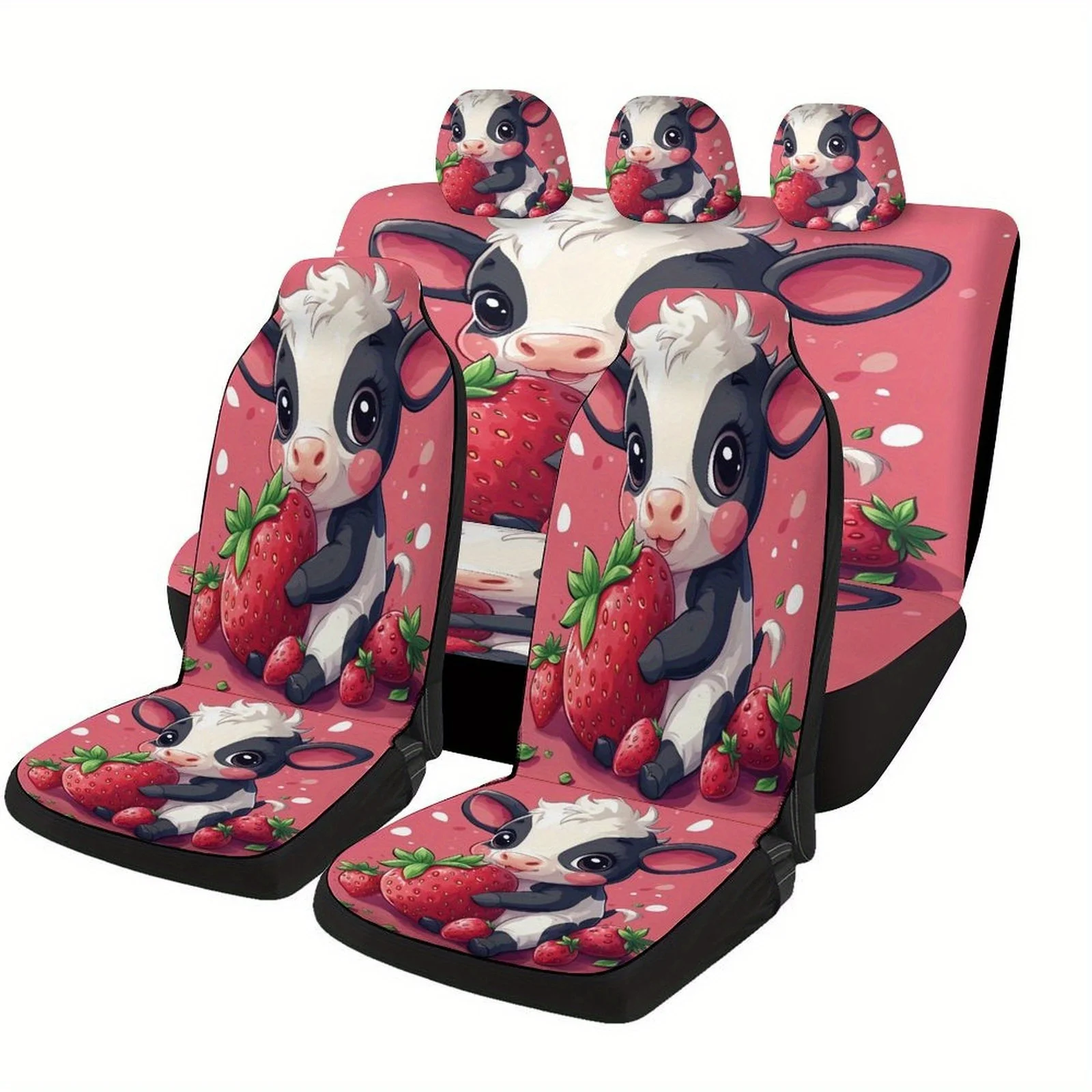 Cow With Strawberry Designed Universal Car Seat Cover Set For Most Cars, Trendy Advanced High-quality Car Seat Protector Covers
Cow With Strawberry Designed Universal Car Seat Cover Set For Most Cars, Trendy Advanced High-quality Car Seat Protector Covers