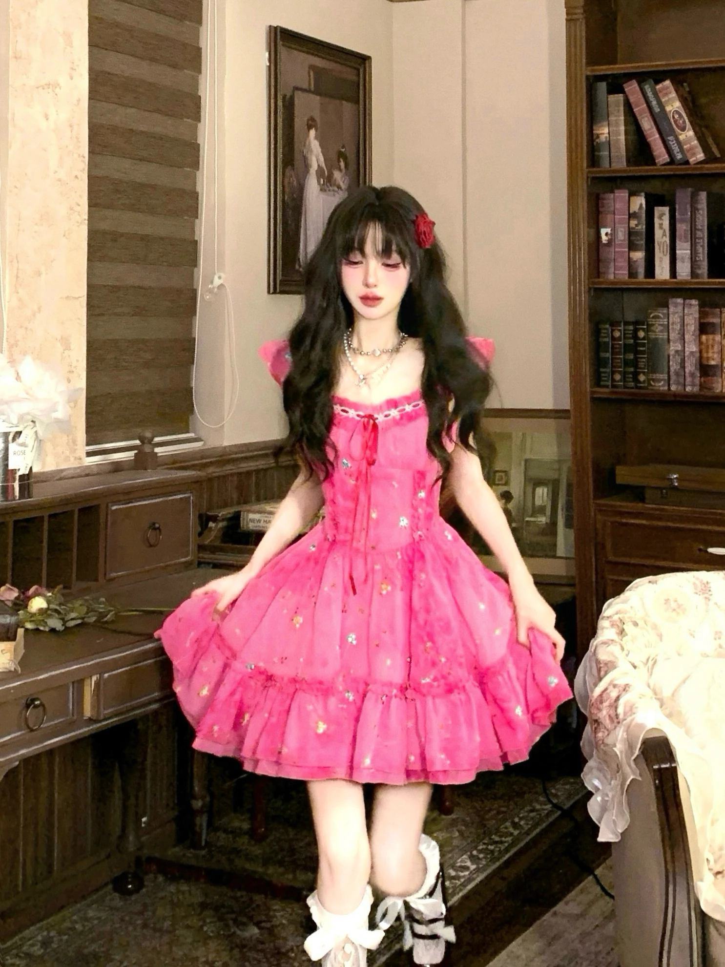 Raspberry Cake Pink Sweet Embroidery Dyed Princess Dress Puffy Short Skirt for Girls High Waist Polyester Fiber Summer Dress
Raspberry Cake Pink Sweet Embroidery Dyed Princess Dress Puffy Short Skirt for Girls High Waist Polyester Fiber Summer Dress