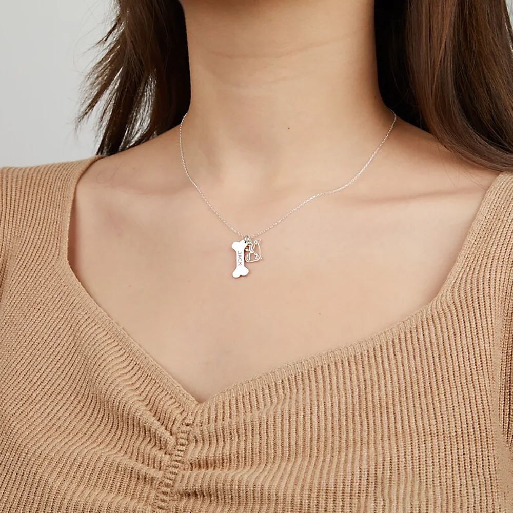 Custom Name Necklace for Women Bone and Dog Shape Pendant Necklaces Stainless Steel Personalized Customized Jewelry Gifts
Custom Name Necklace for Women Bone and Dog Shape Pendant Necklaces Stainless Steel Personalized Customized Jewelry Gifts