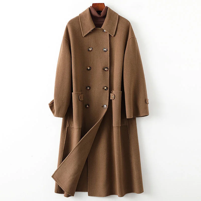 Women Wool Jacket Autumn Spring Cloth Medium Length Double-breasted Cashmere Woolen Coats Elegant Female Korean Outerwear
Women Wool Jacket Autumn Spring Cloth Medium Length Double-breasted Cashmere Woolen Coats Elegant Female Korean Outerwear