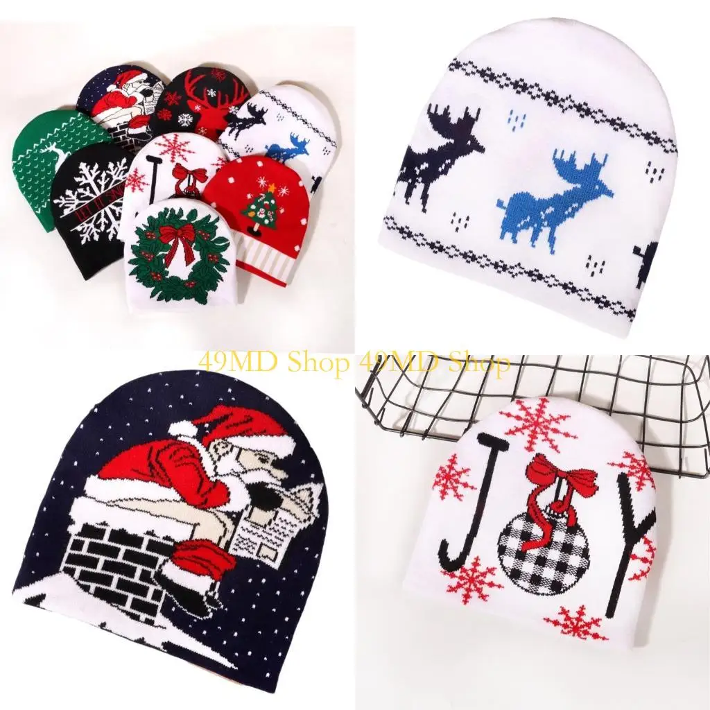 49MD Christmas Knitted Hat Outdoor Activity Hat Holiday Headwear Adjustable Size Hat for Outdoor Winter Activity
49MD Christmas Knitted Hat Outdoor Activity Hat Holiday Headwear Adjustable Size Hat for Outdoor Winter Activity