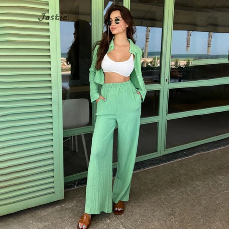 Crumpled Short Shirts+High Waist Wide Leg Pant Sets 2024 Spring Summer Pocket Trouser Lapel Button Blouse 2 Piece Set For Women
Crumpled Short Shirts+High Waist Wide Leg Pant Sets 2024 Spring Summer Pocket Trouser Lapel Button Blouse 2 Piece Set For Women