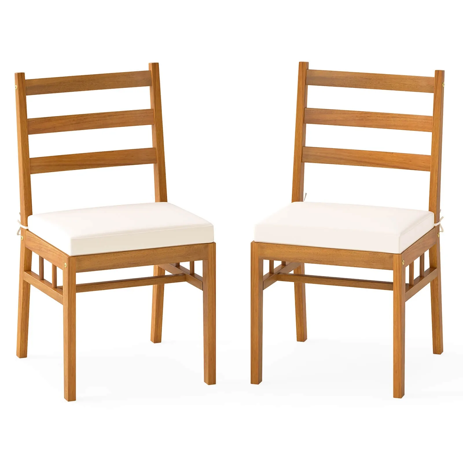 Solid Acacia Wood Patio Chair Set of 2 w/ Padded Seat Cushions
Solid Acacia Wood Patio Chair Set of 2 w/ Padded Seat Cushions