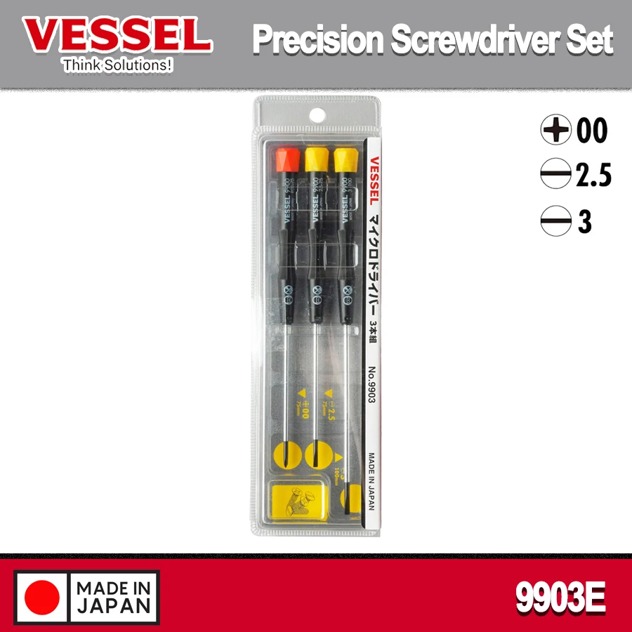 VESSEL Precision Screwdriver Set 3PCS Mangetic Screwdrivers for Phone Laptap Camera 9903E
VESSEL Precision Screwdriver Set 3PCS Mangetic Screwdrivers for Phone Laptap Camera 9903E