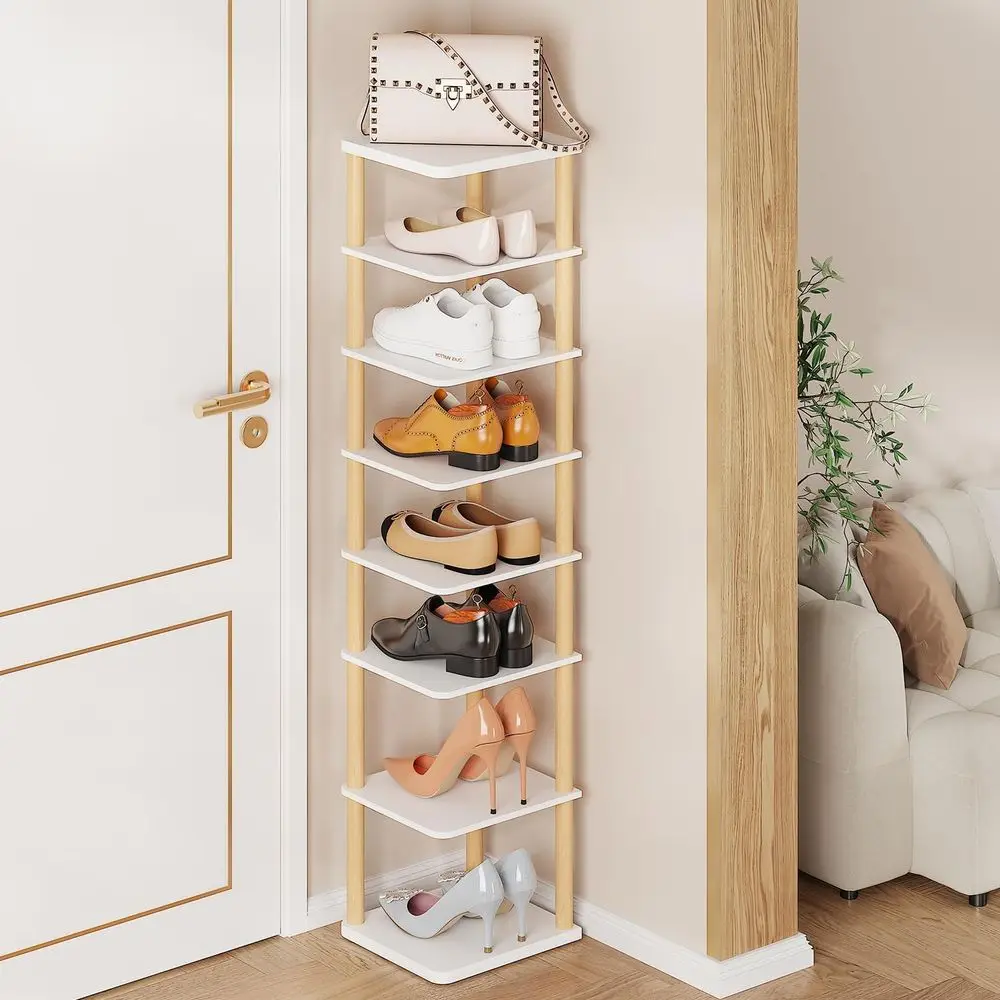 8-Tier Tall Narrow Shoe Organizer for Entryway, Closet, Dorm, and Small Spaces - White Wooden Shoe Tower for Boots, Sneakers, He
8-Tier Tall Narrow Shoe Organizer for Entryway, Closet, Dorm, and Small Spaces - White Wooden Shoe Tower for Boots, Sneakers, He