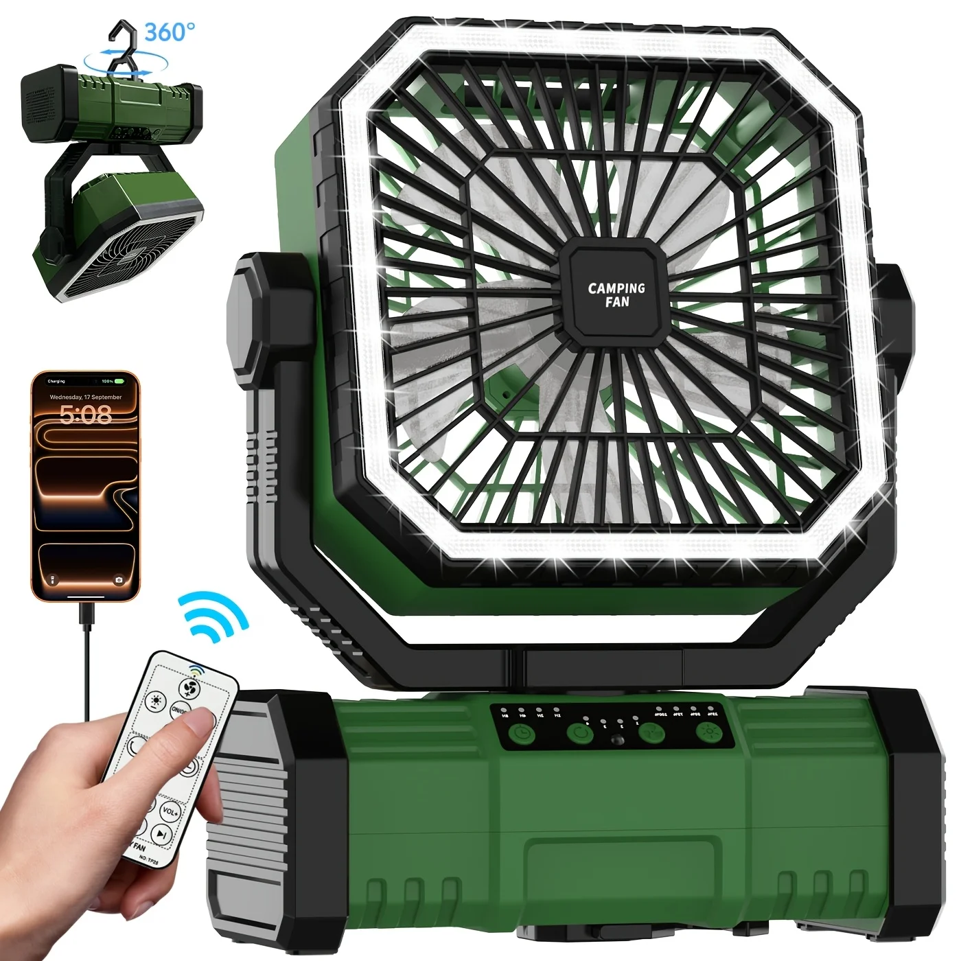Multifunctional Outdoor Camping Fan Light Rechargeable Ceiling Fan with 4-speed Night Light and Power Bank Portable Fan
Multifunctional Outdoor Camping Fan Light Rechargeable Ceiling Fan with 4-speed Night Light and Power Bank Portable Fan